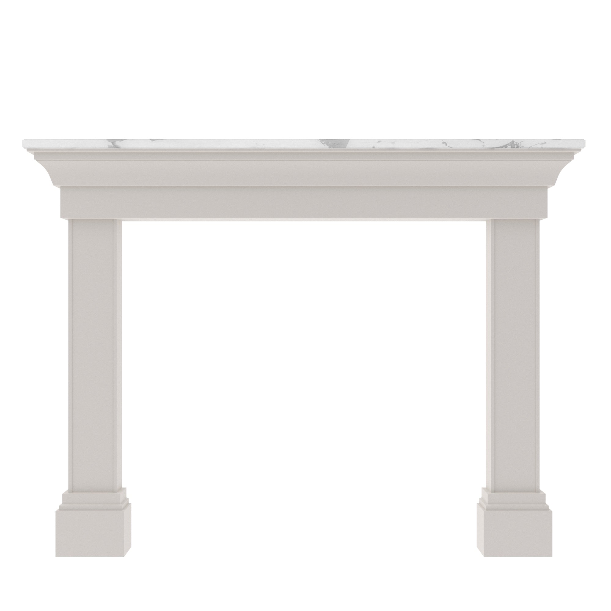 Classic White Fireplace Mantel with Square Column Design Fire Mantel