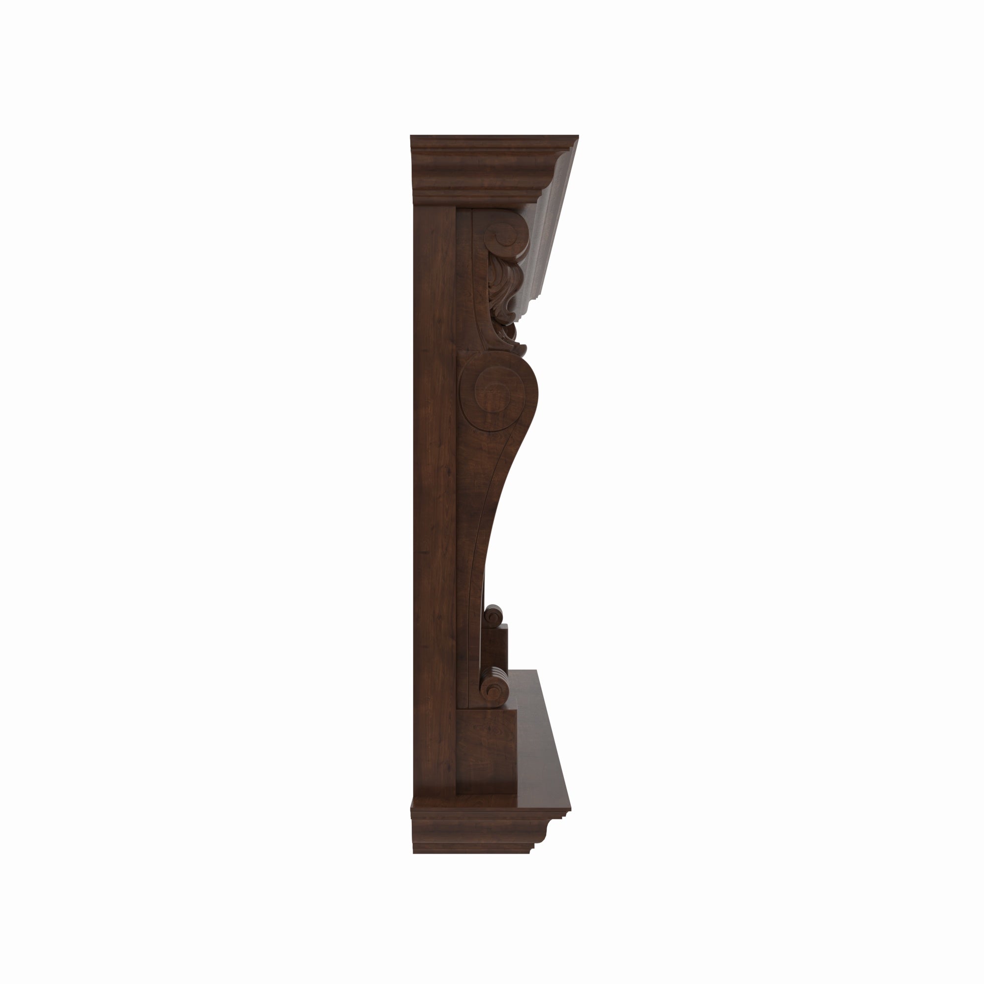 Hand-Carved Solid Wood Fireplace TV Wall Unit with Classic Mantel Shelf Fire Mantel