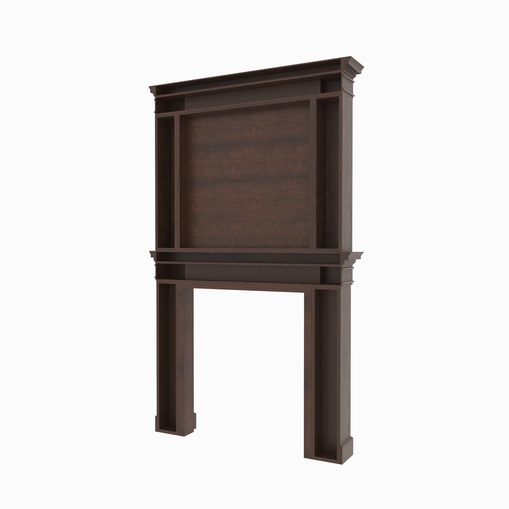 Grand Solid Wood Fireplace TV Unit with Paneled Columns Fire Mantel