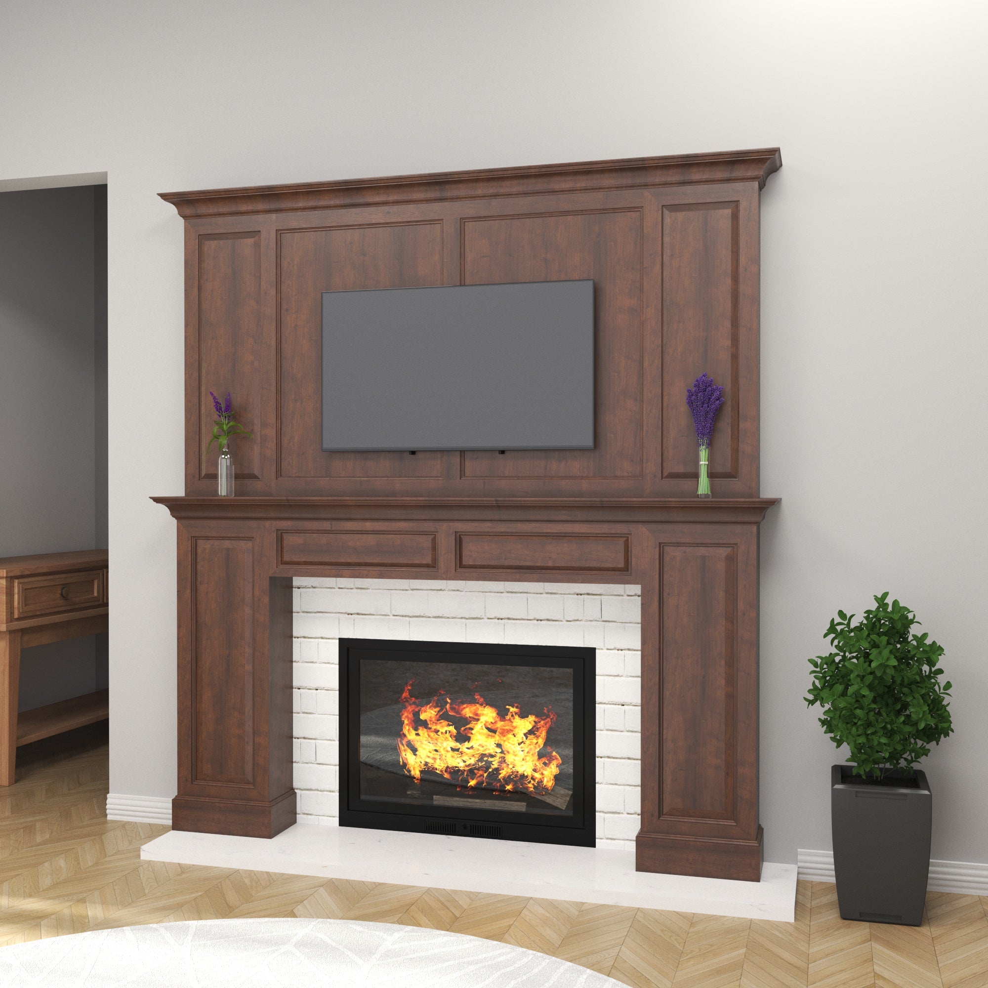 Luxury Paneled Fireplace TV Wall Unit Tv stand
