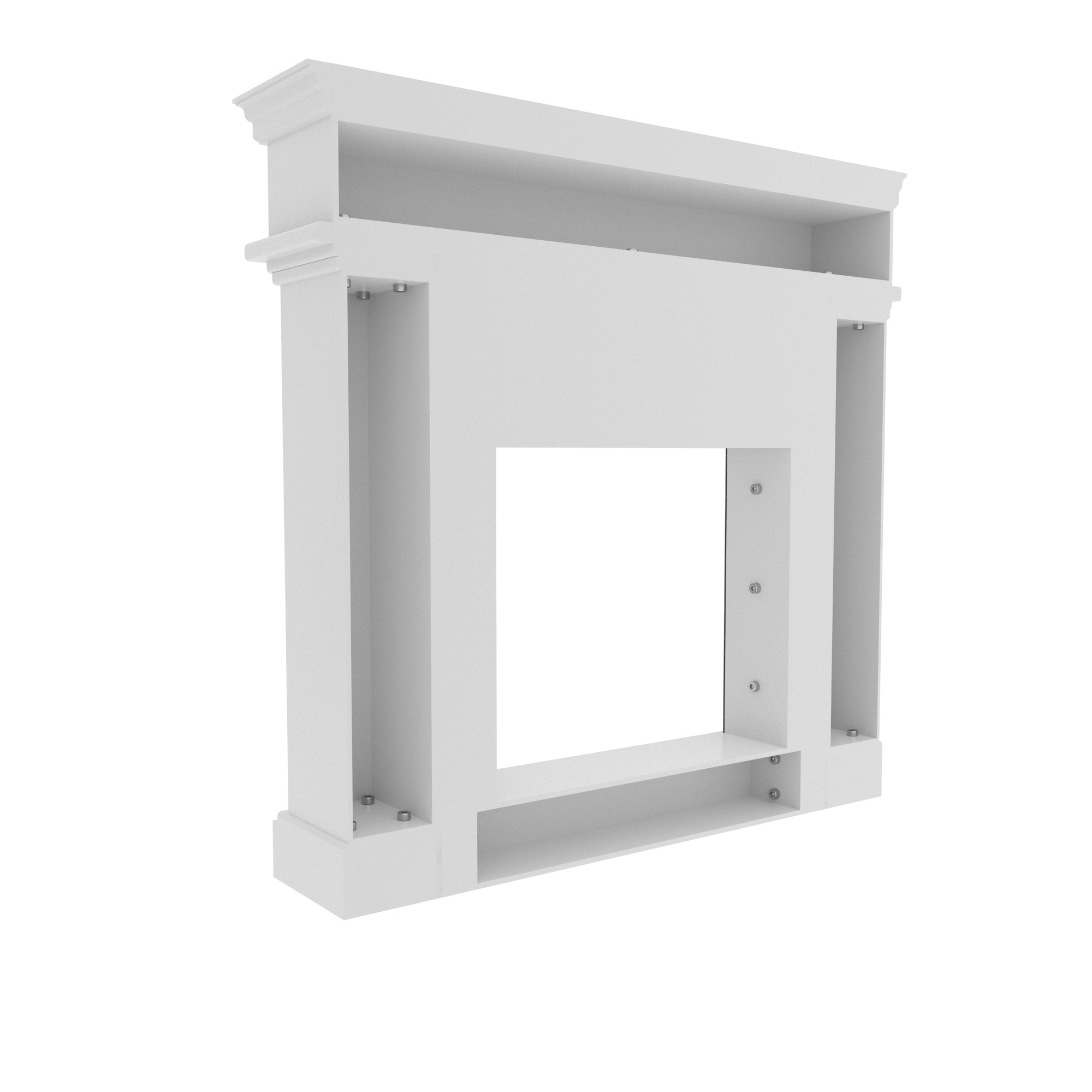 Traditional White Fireplace Mantel with Arched Opening and Fluted Columns Fire Mantel