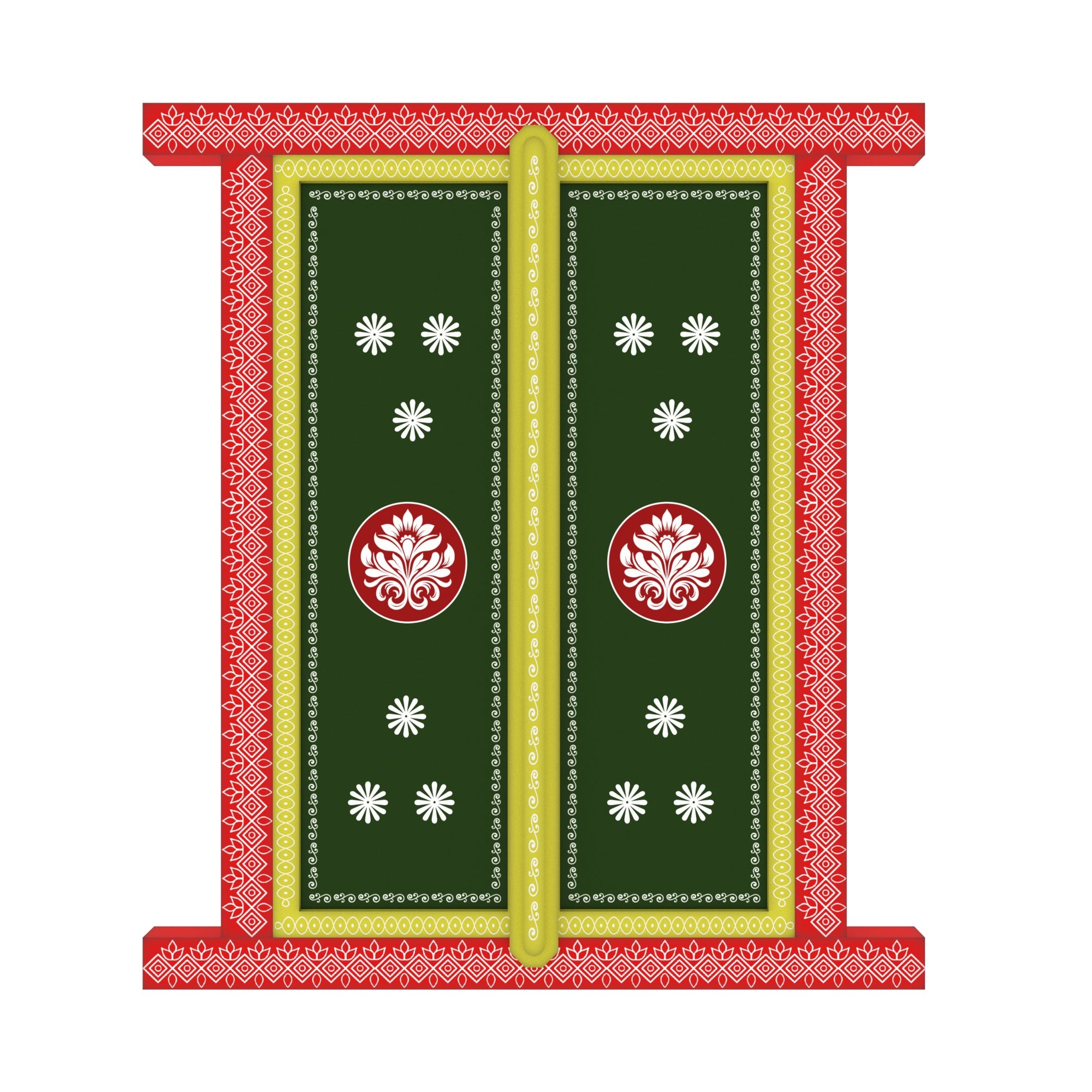 Colorful Rajasthani Window Frame with Openable Shutters – Traditional Wall Décor Wall Decor