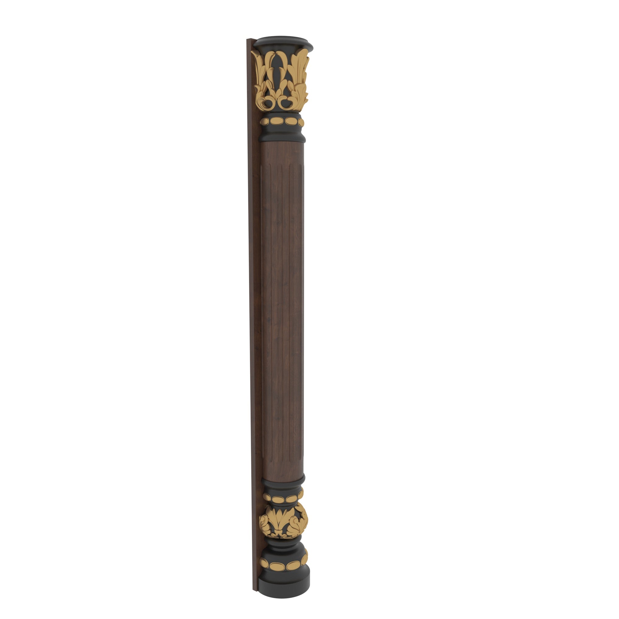 Imperial Fluted Pillar with Ornate Gold Leaf Capitals Pillar