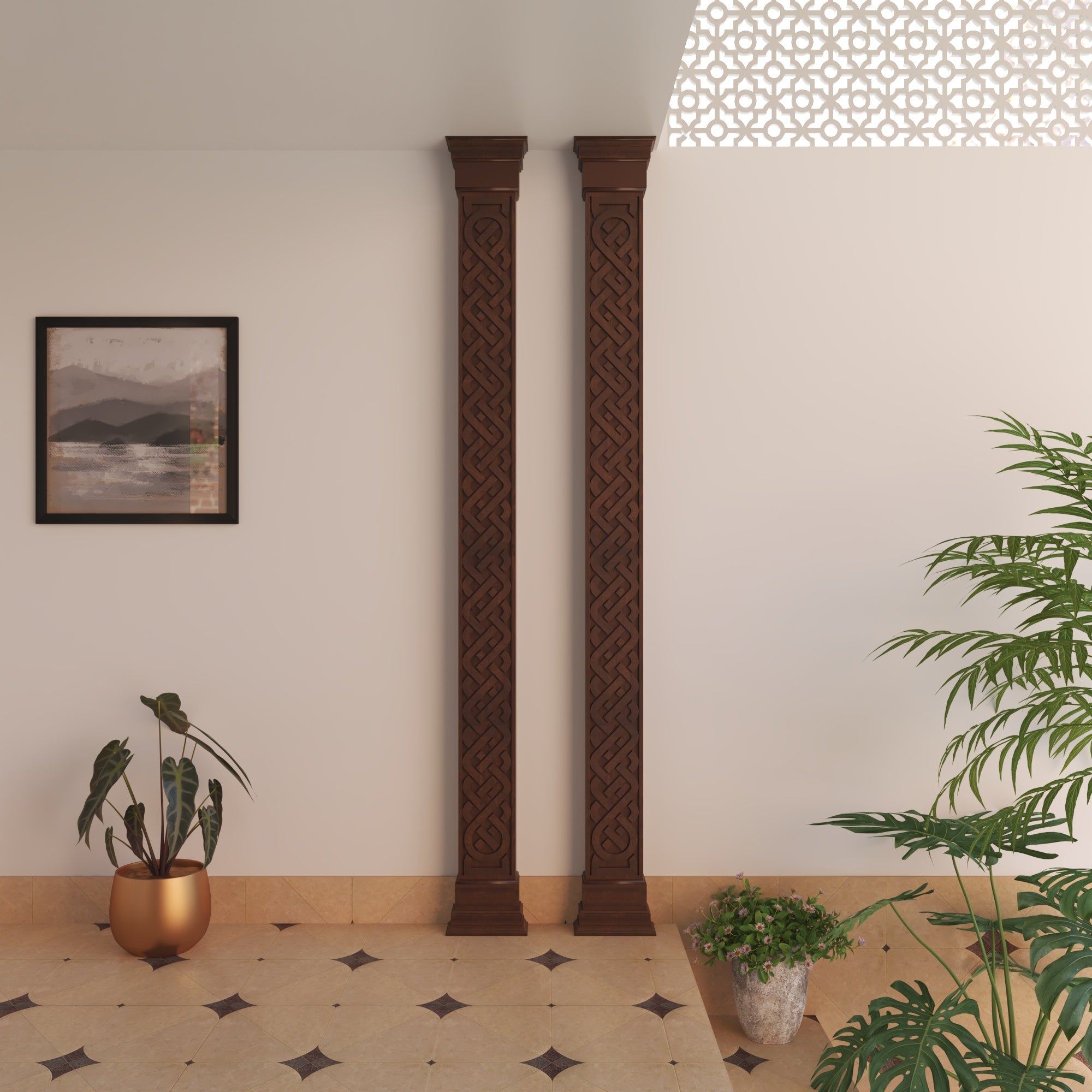 Hand-Carved Interlaced Decorative Pillar Pillar