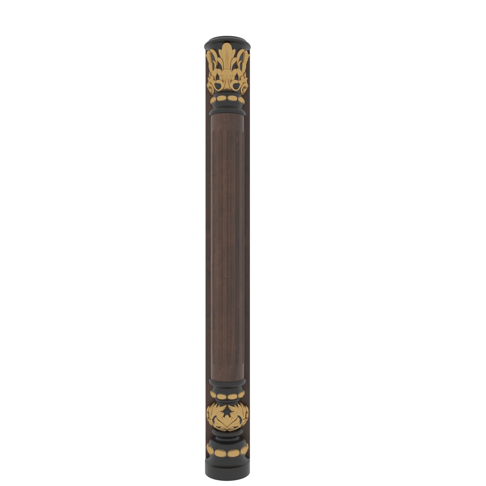 Imperial Fluted Pillar with Ornate Gold Leaf Capitals Pillar