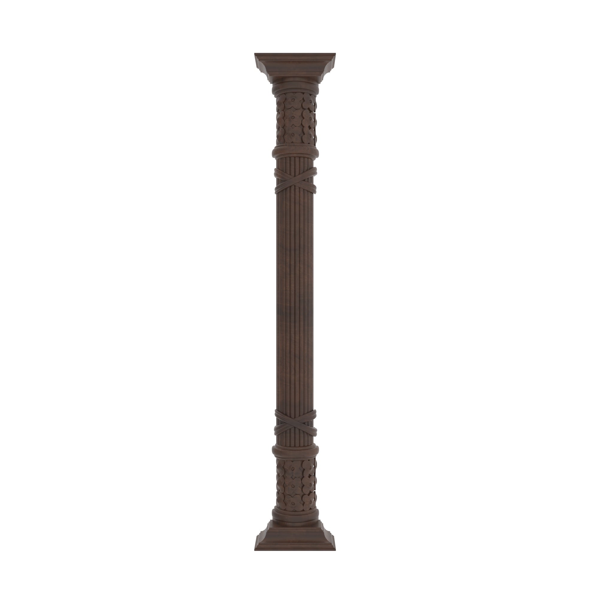 Hand-Carved Fluted Heritage Pillar with Floral Capitals Pillar