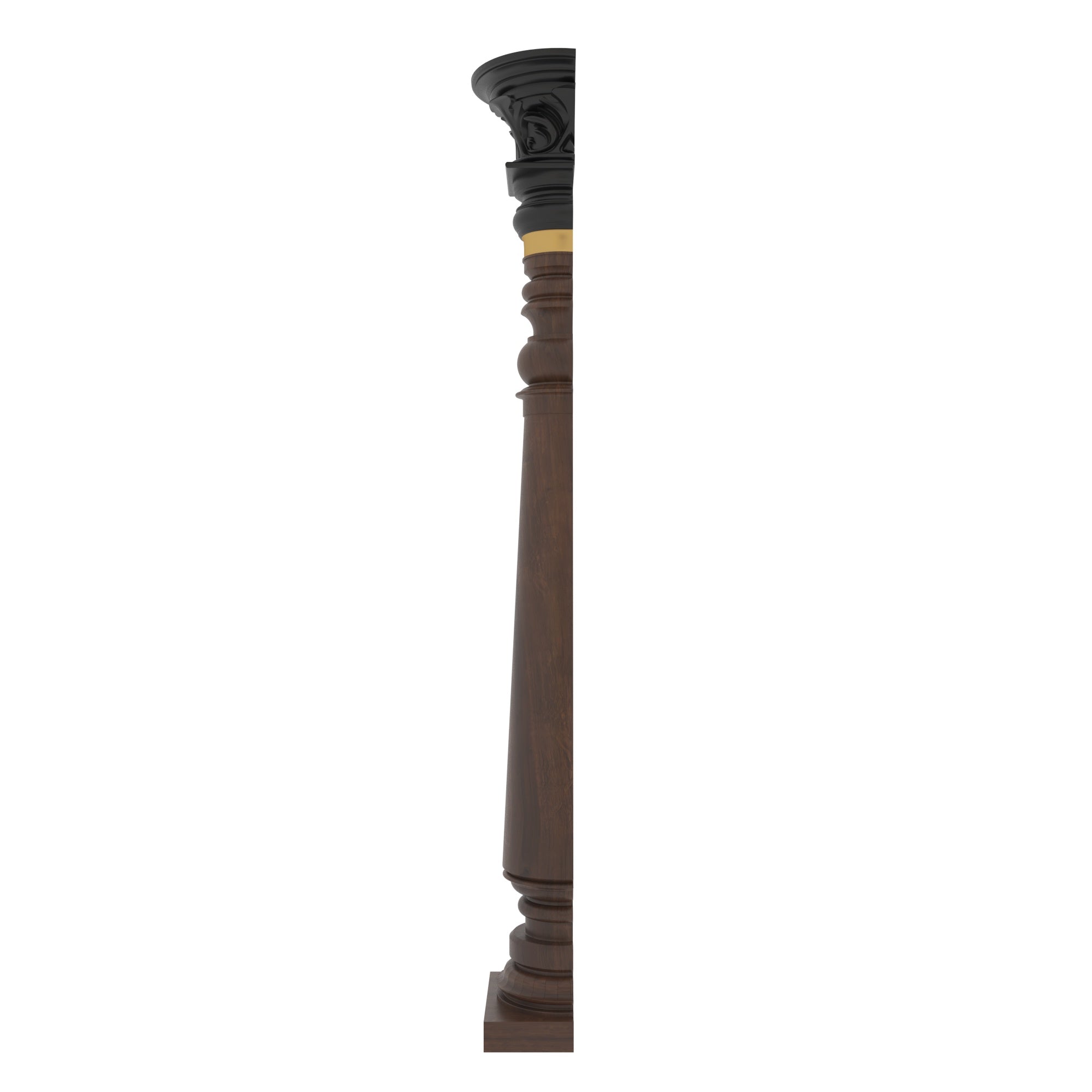 Handcrafted Decorative Wooden Pillar - Turned Column with Carved Capital Pillar