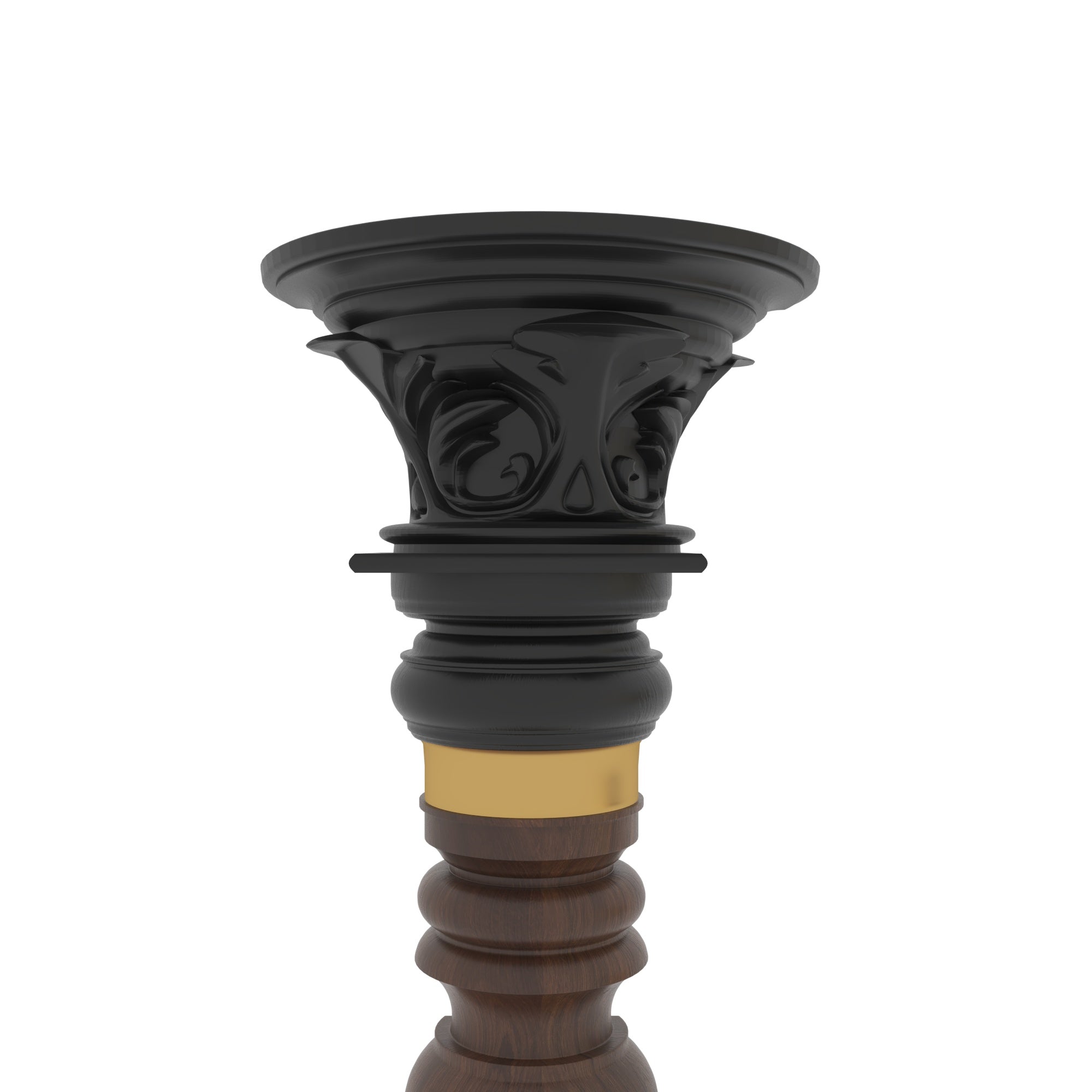 Handcrafted Decorative Wooden Pillar - Turned Column with Carved Capital Pillar
