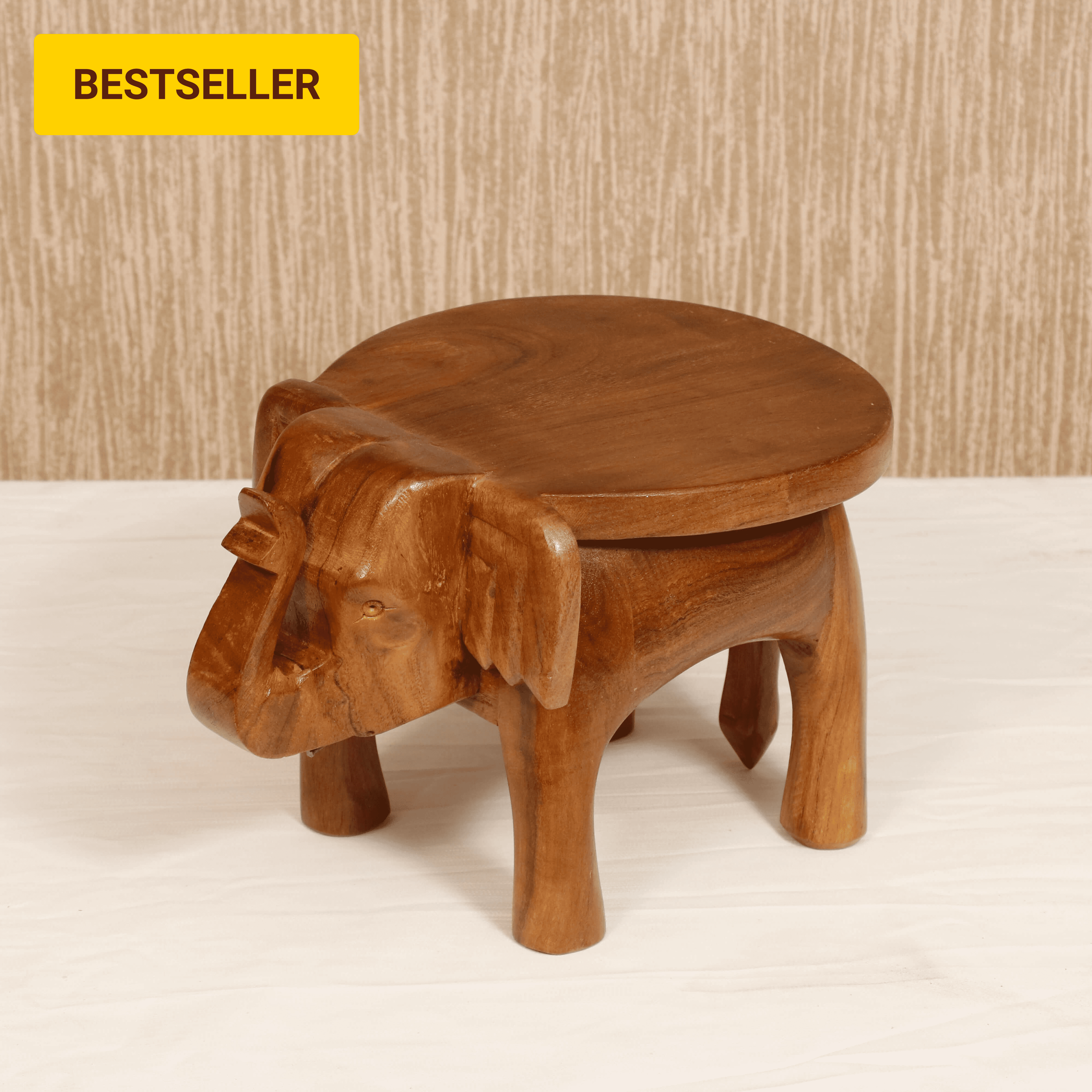 Southern Classic Wooden Tone Elephant Table Stand Animal Figurine