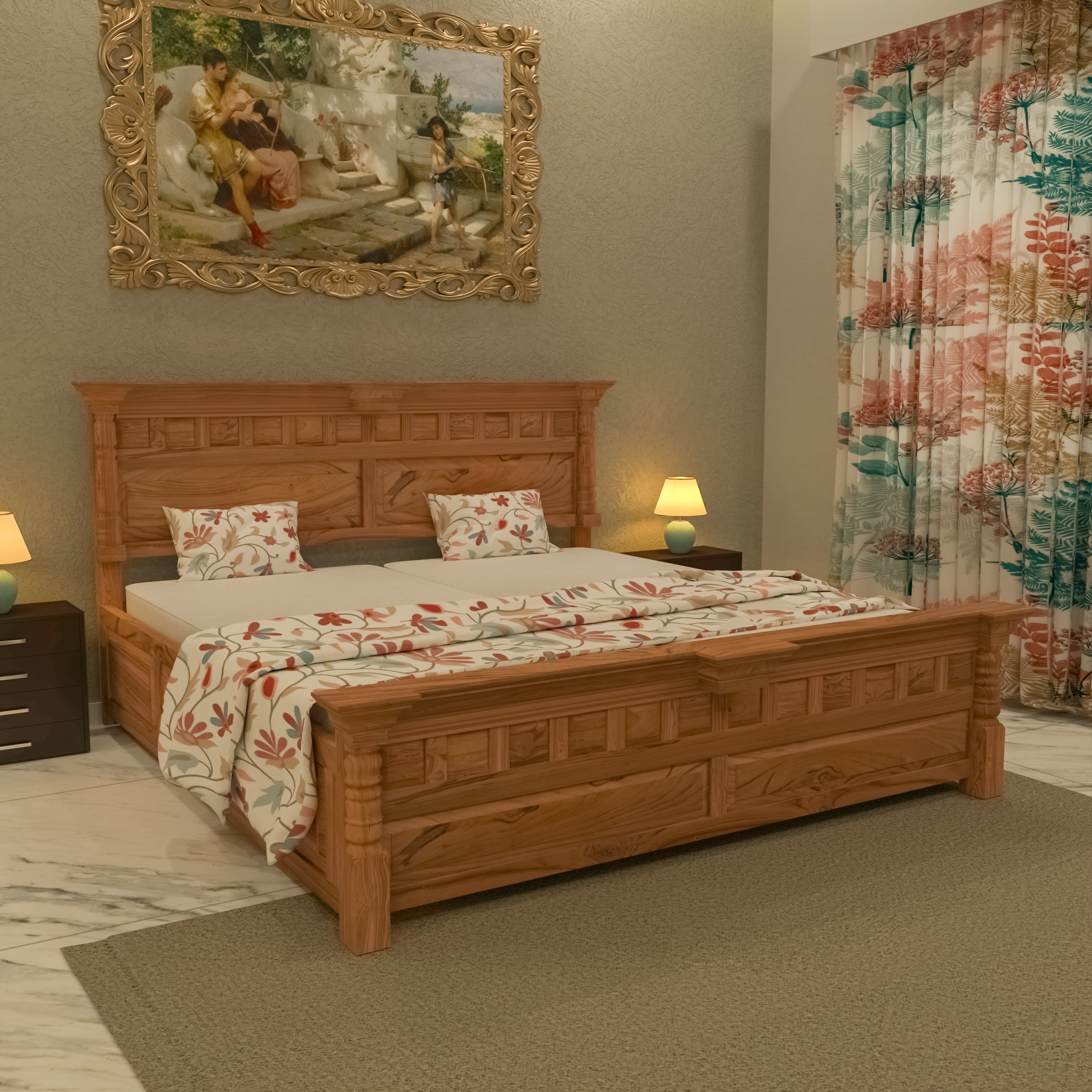 Brick concept wood storage bed Bed