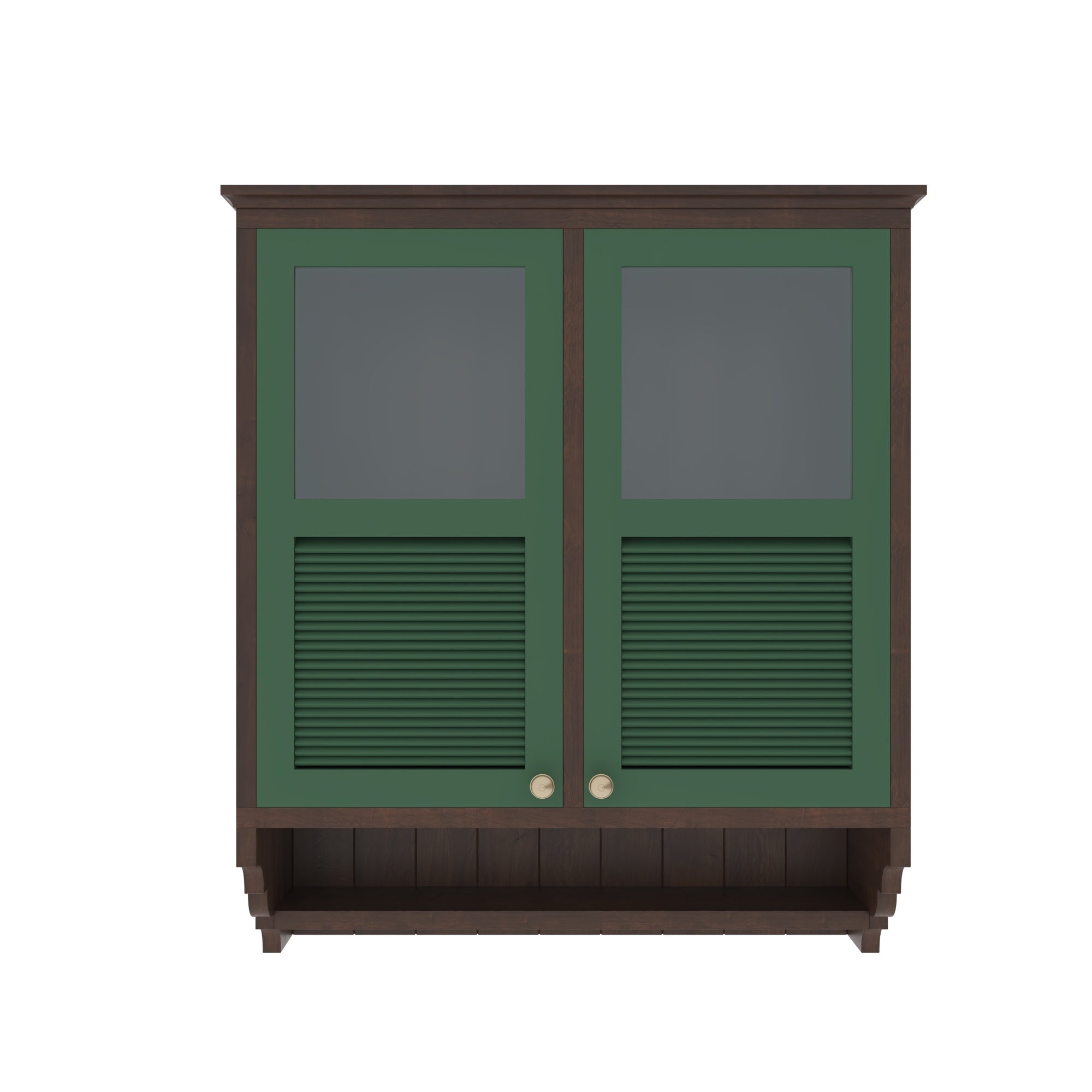 VerdeLuxe Étoile European Heritage Wardrobe Cabinet with Glass Display Panels and Artisan Storage Shelf Wall Cabinet