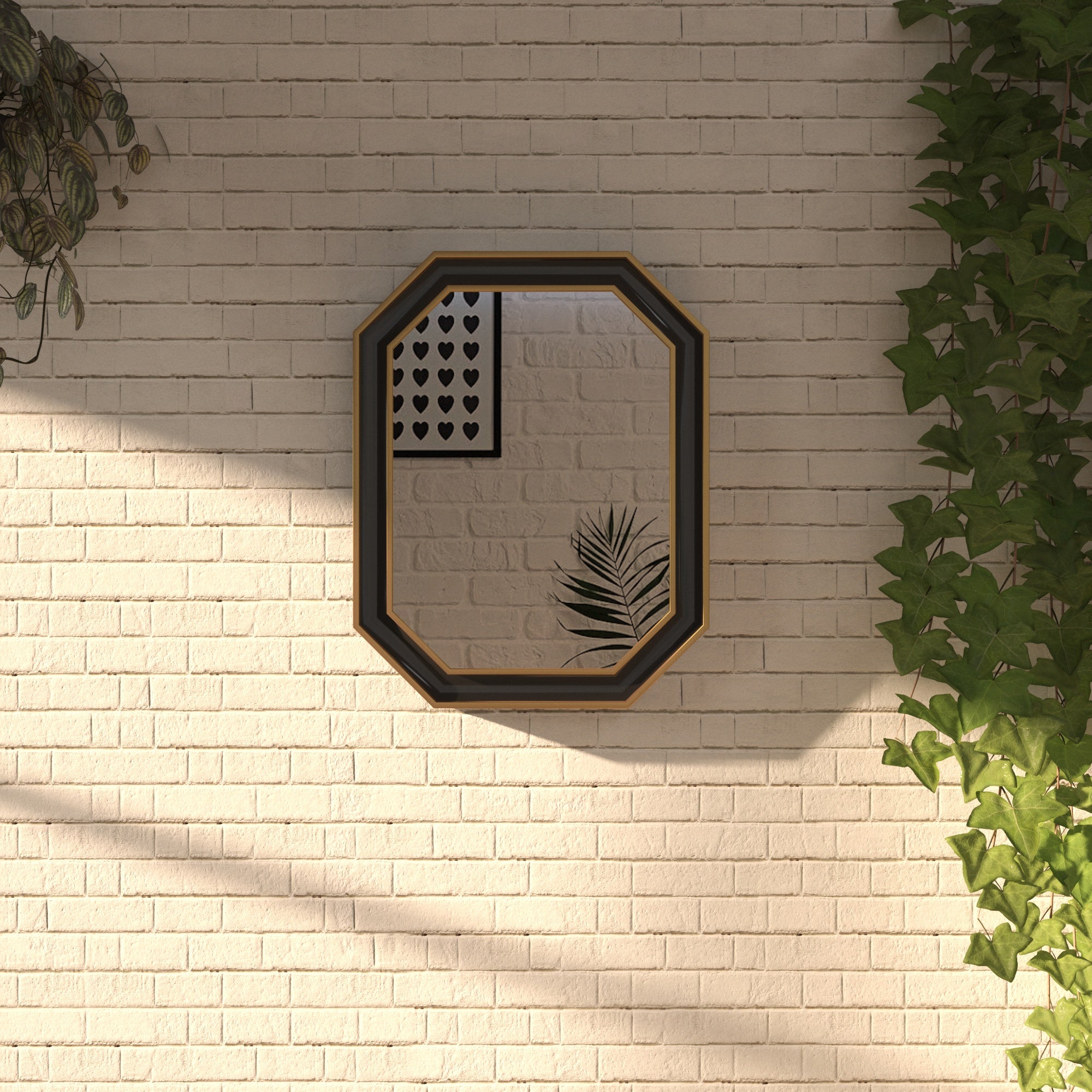 Modern Octagonal Wall Mirror with Dual-Tone Frame Mirror