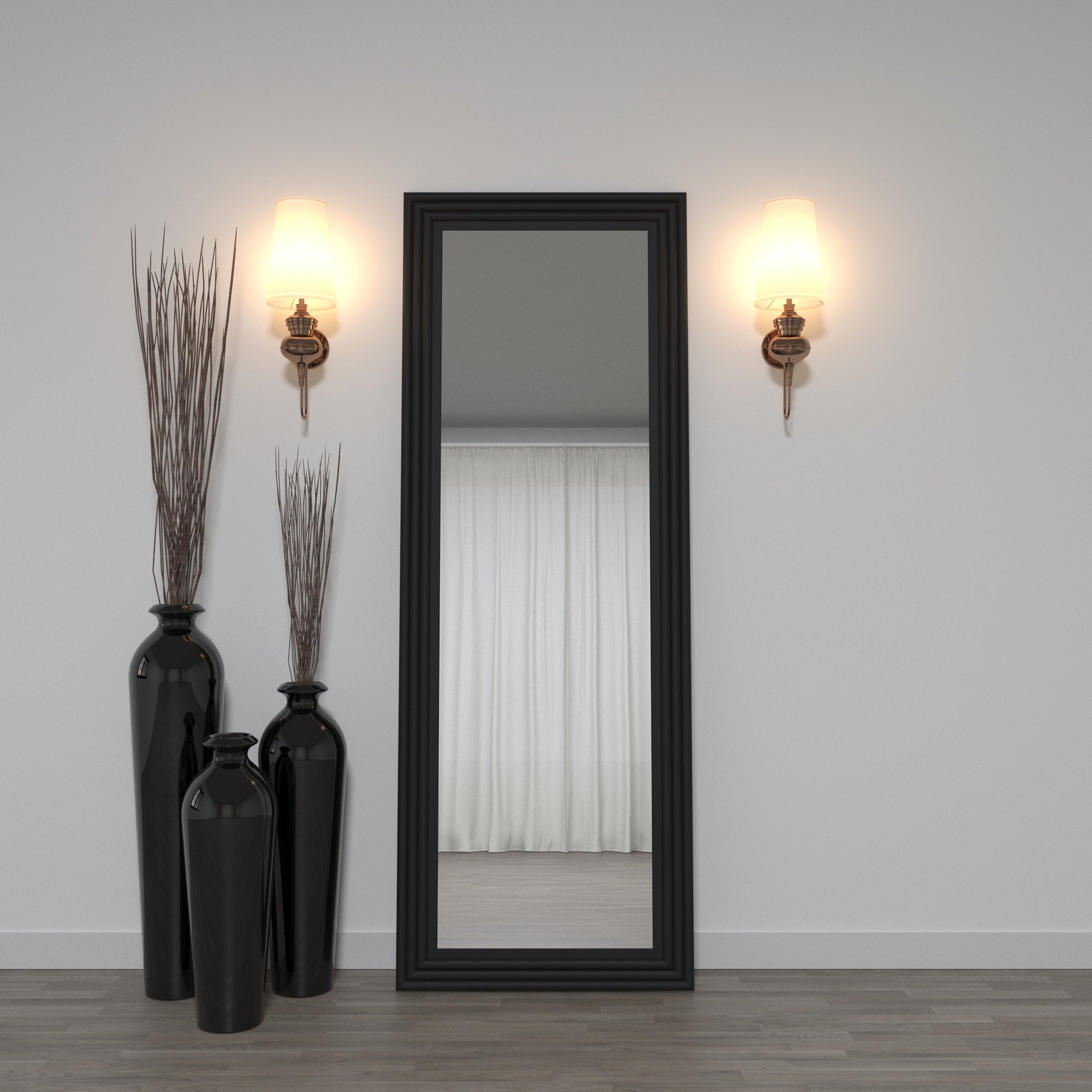 Classic Full Length Wall Mirror with Stepped Frame Design Mirror
