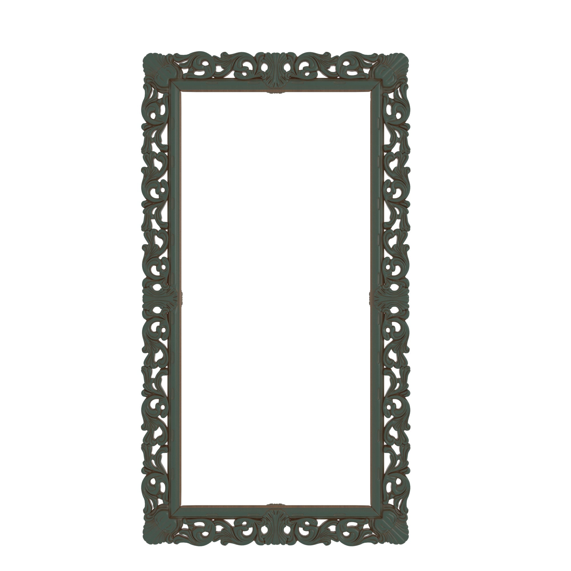 Ornate Full Length Floor Mirror with Hand-Carved Leaf Pattern Frame Mirror