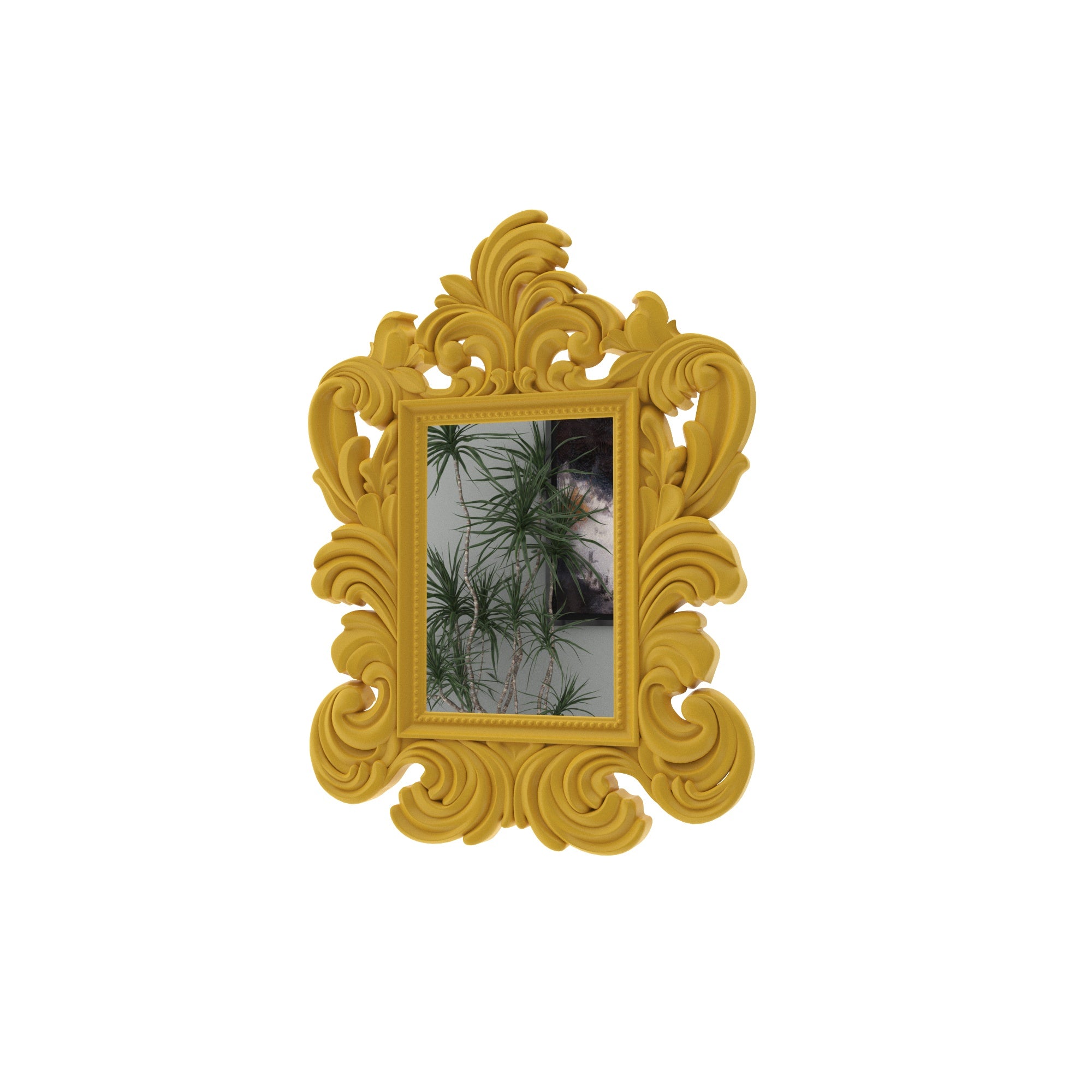 Baroque Style Decorative Wall Mirror with Ornate Scrollwork Frame Mirror