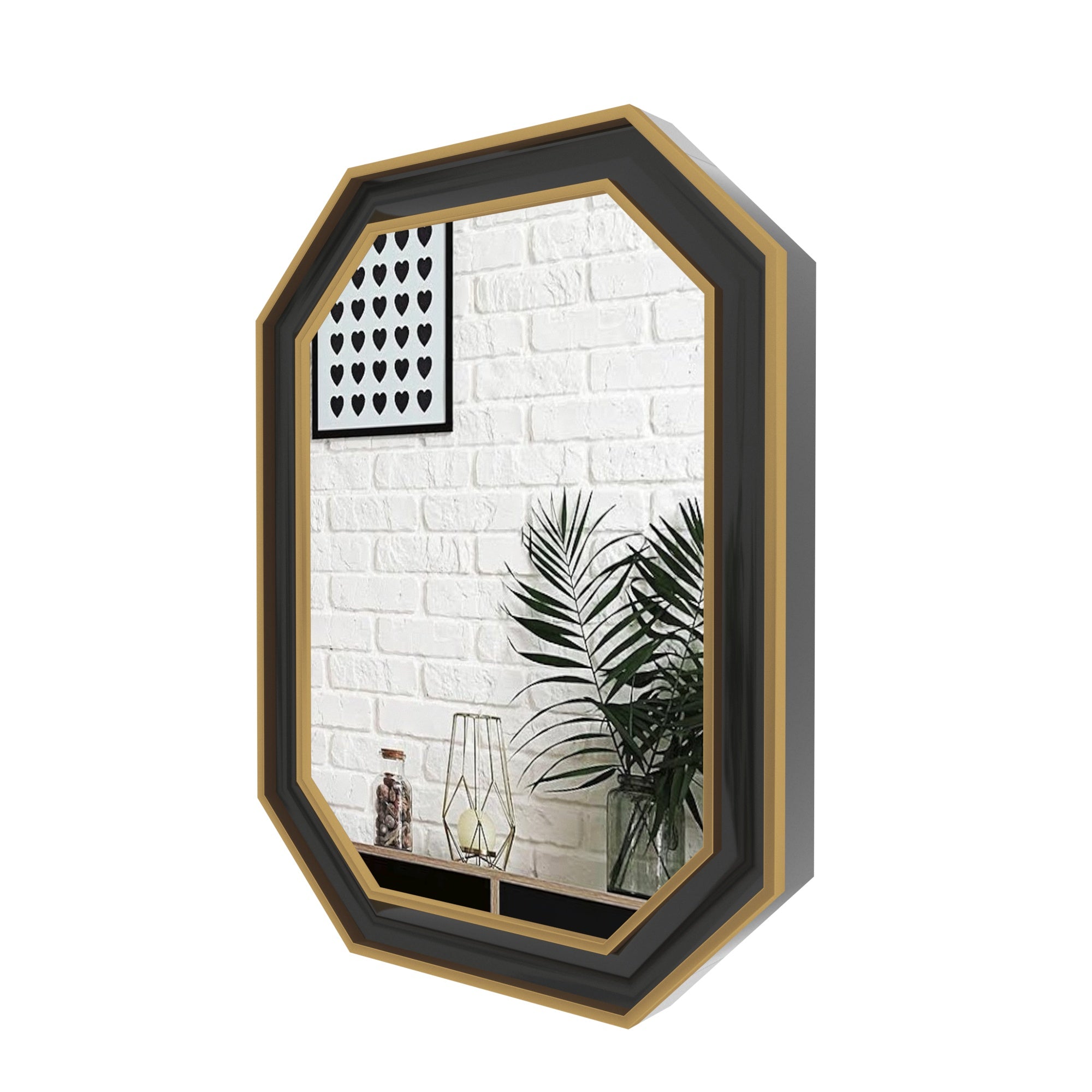 Modern Octagonal Wall Mirror with Dual-Tone Frame Mirror