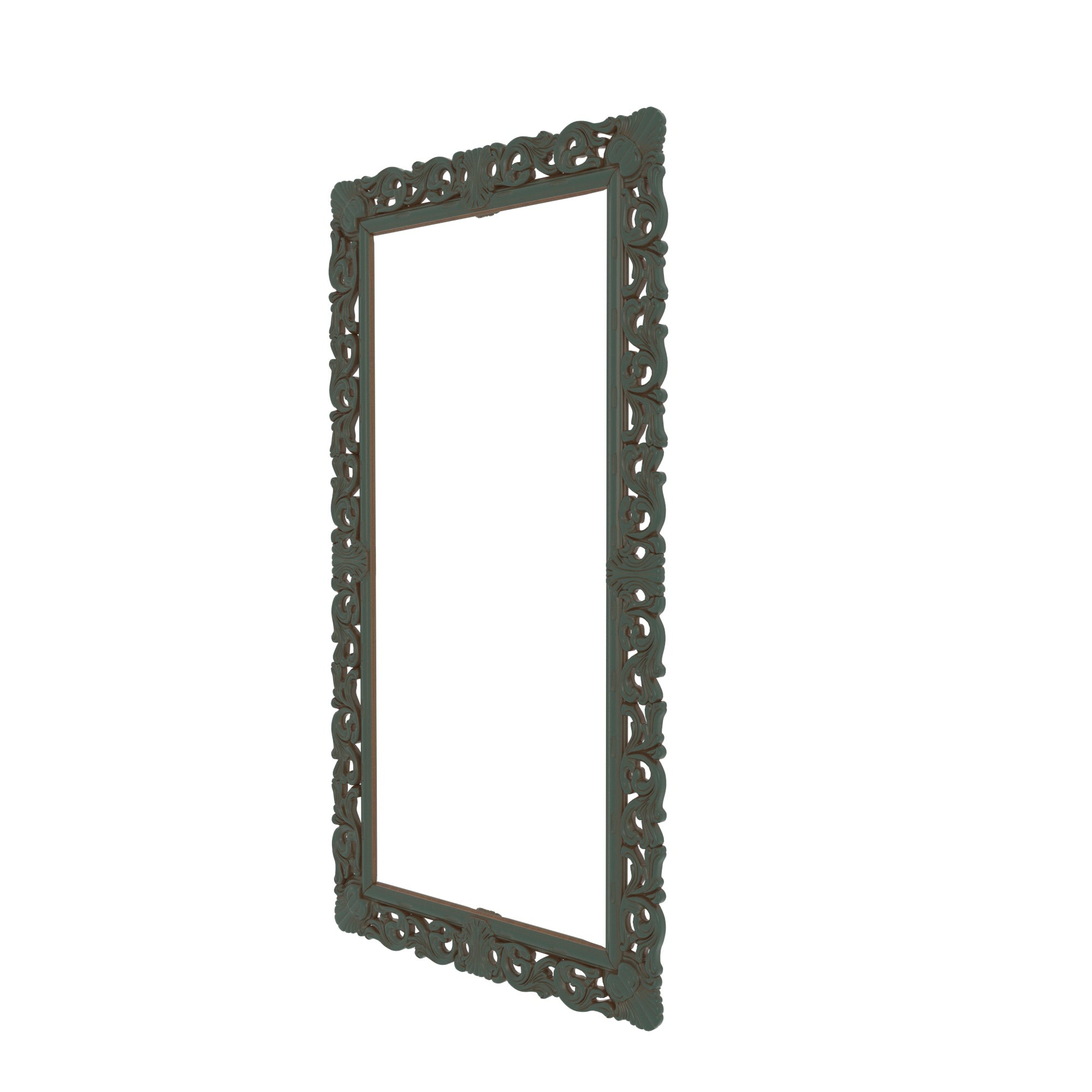 Ornate Full Length Floor Mirror with Hand-Carved Leaf Pattern Frame Mirror