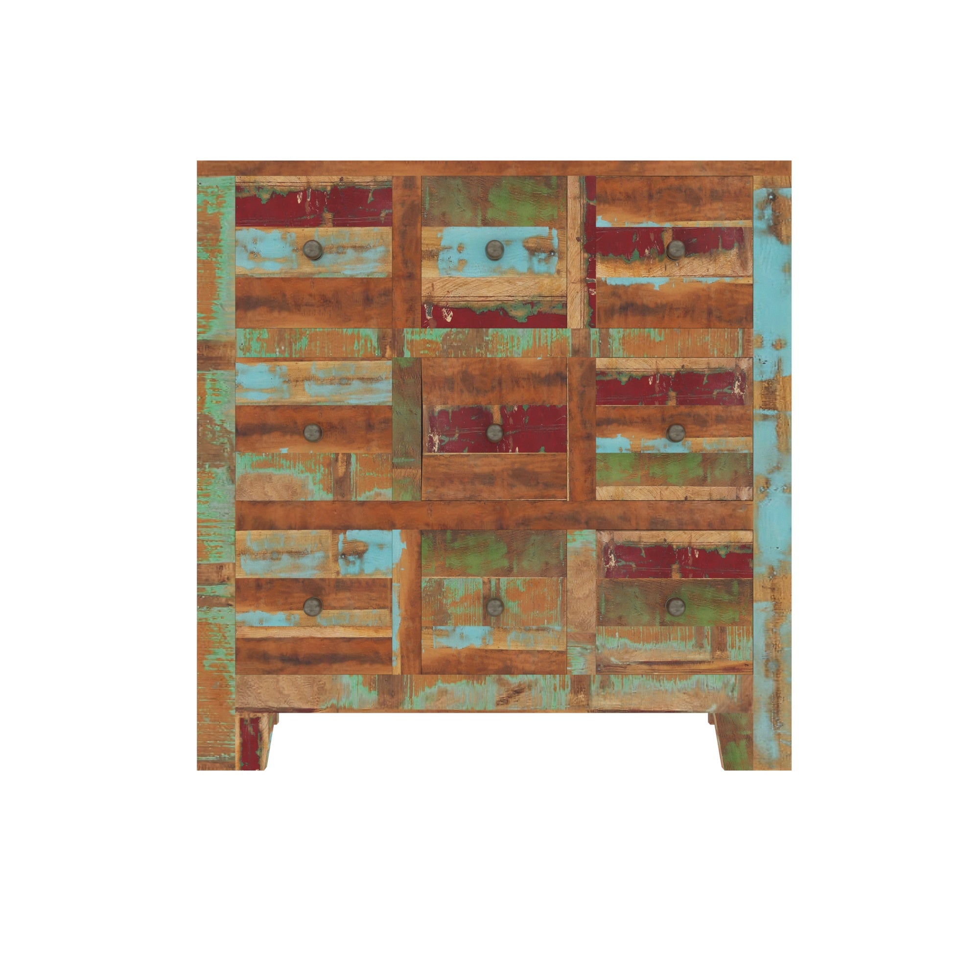 Colorful Reclaimed Wood Sideboard - Multi-Drawer Storage Cabinet Drawer's Chest
