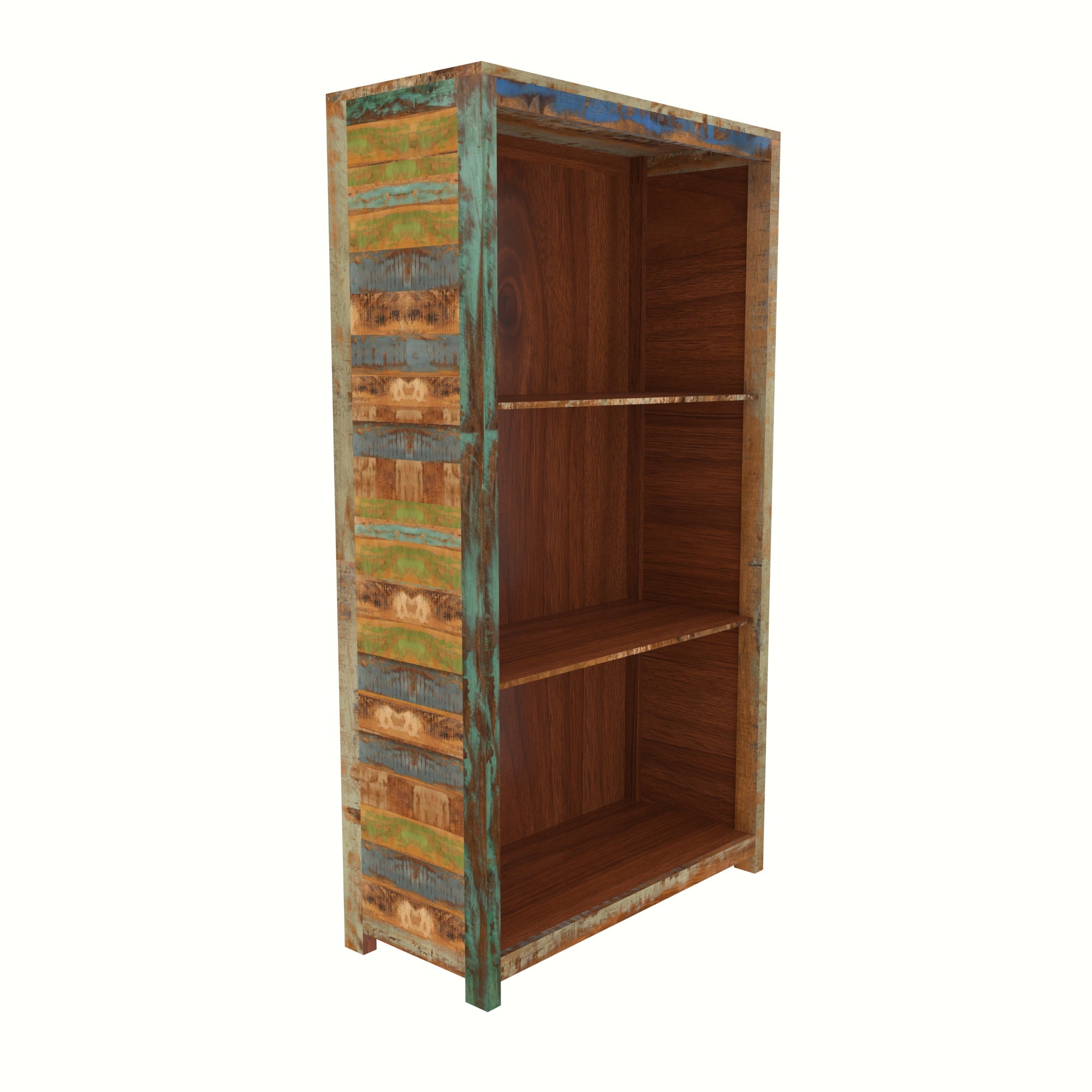 Colorful Reclaimed Wood Bookshelf - Open Display Unit Wardrobe