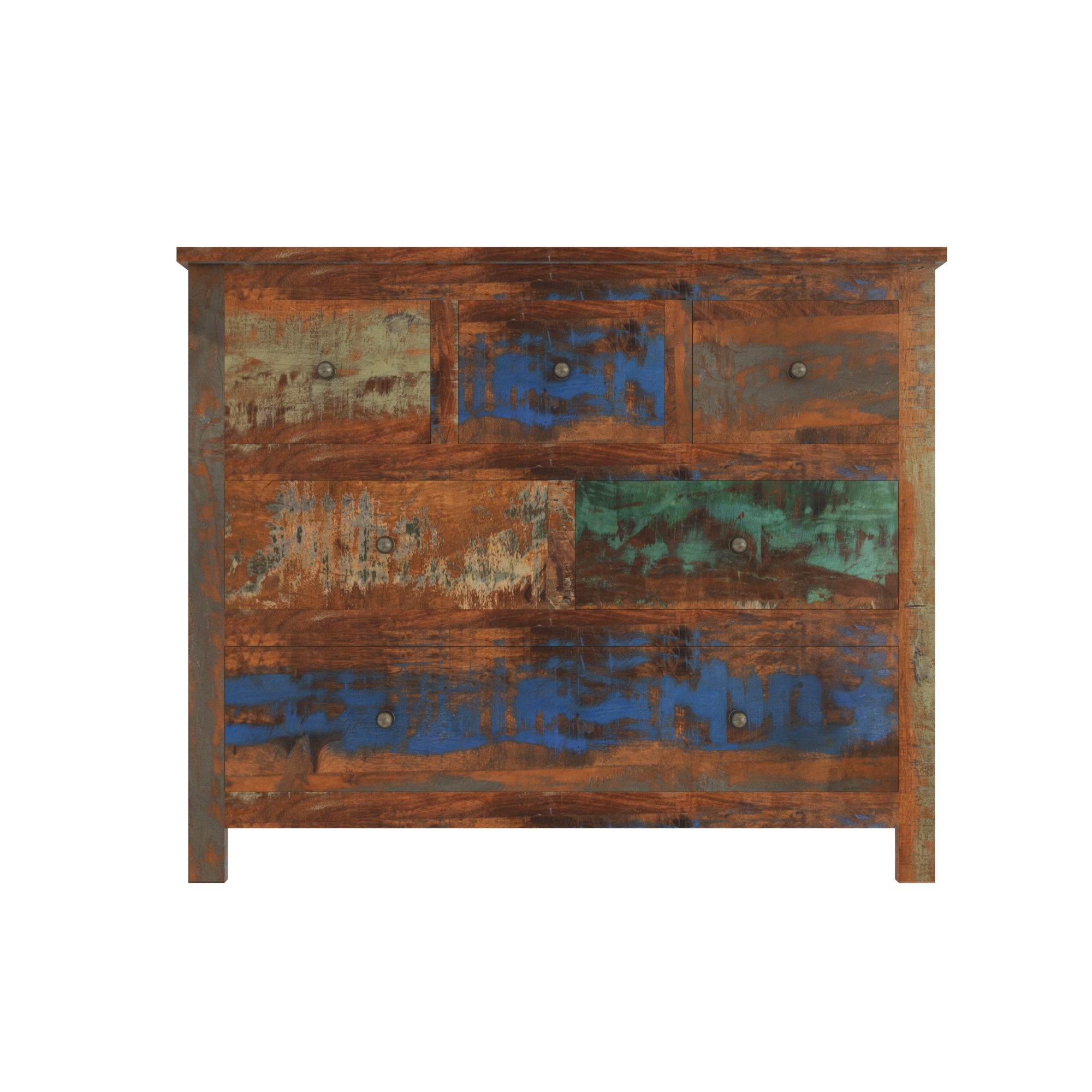 Colorful Reclaimed Wood Storage Chest - Rustic Drawer Cabinet Drawer's Chest