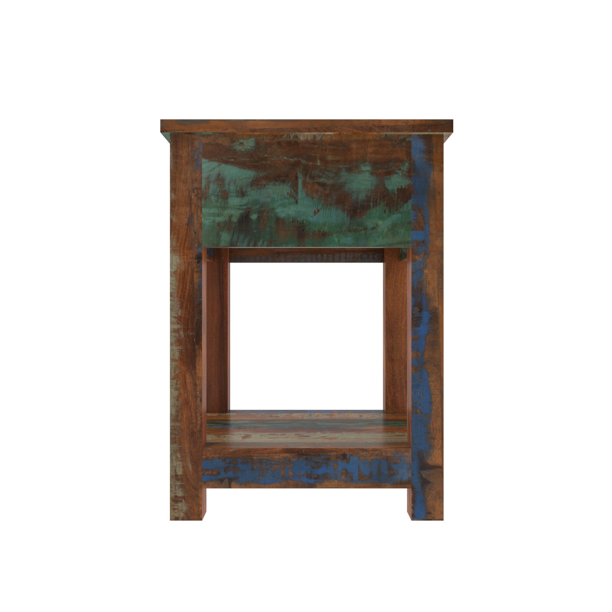 Colorful Reclaimed Wood Bedside Table - Nightstand with Drawer Bedside