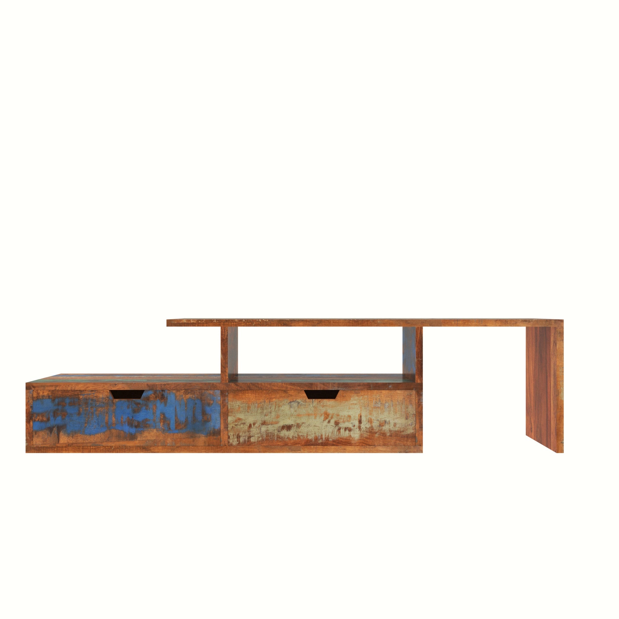 Colorful Reclaimed Wood TV Stand - Extendable Entertainment Unit Tv stand