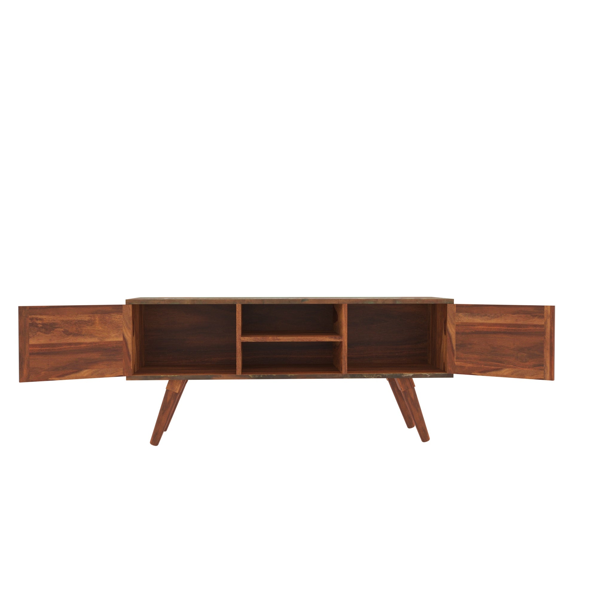 Colorful Reclaimed Wood TV Stand - Mid-Century Entertainment Console Tv stand