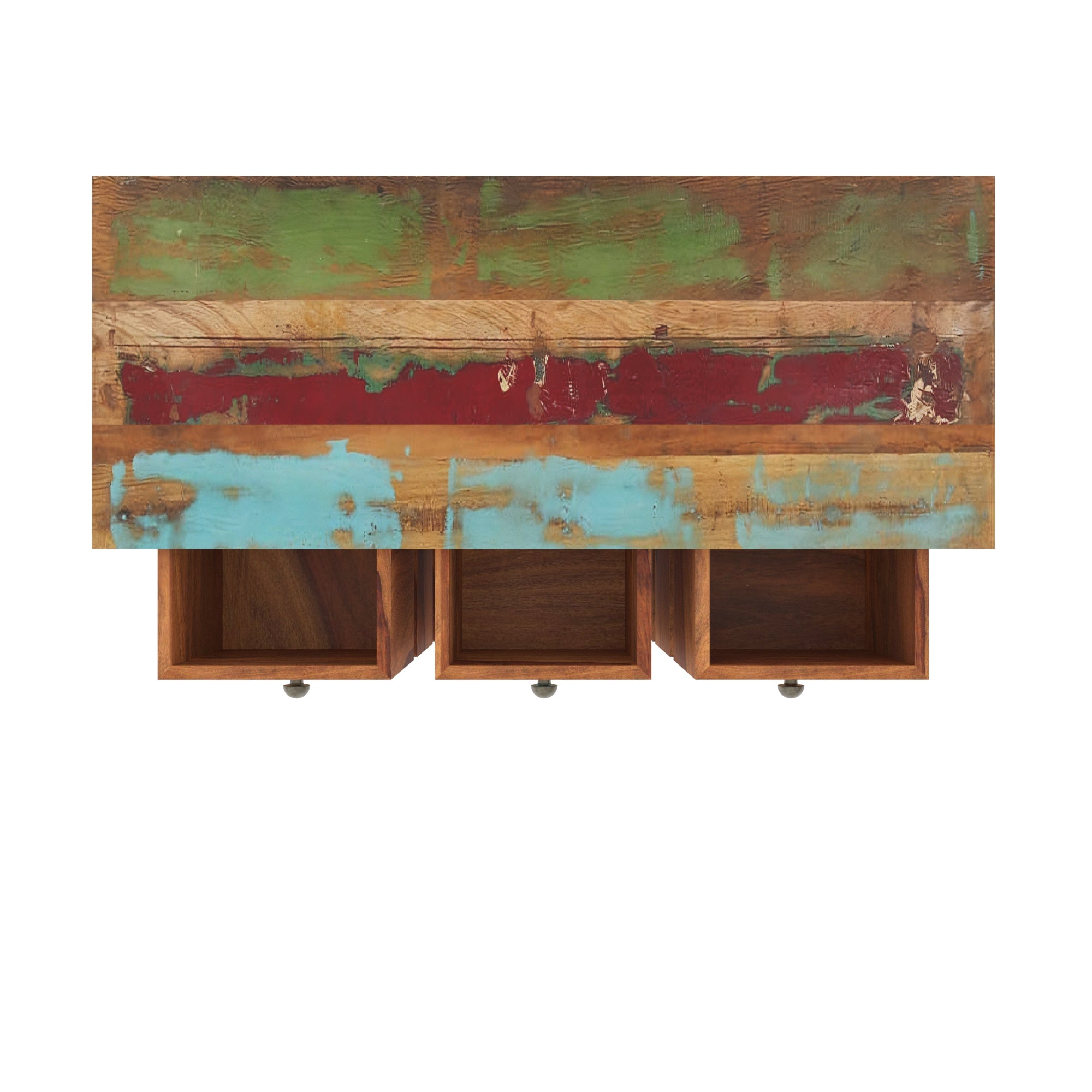Colorful Reclaimed Wood Sideboard - Multi-Drawer Storage Cabinet Drawer's Chest