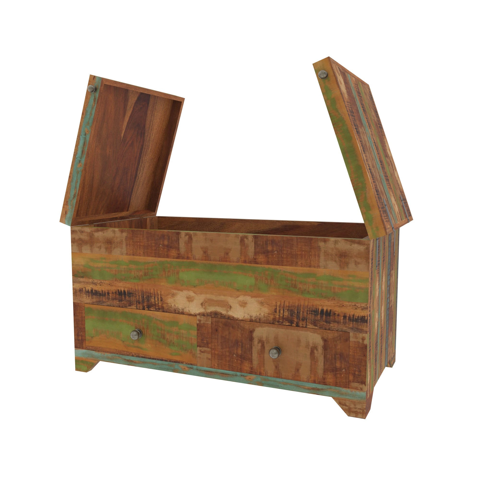 Colorful Reclaimed Wood Storage Chest - Multi-Drawer Cabinet Drawer's Chest