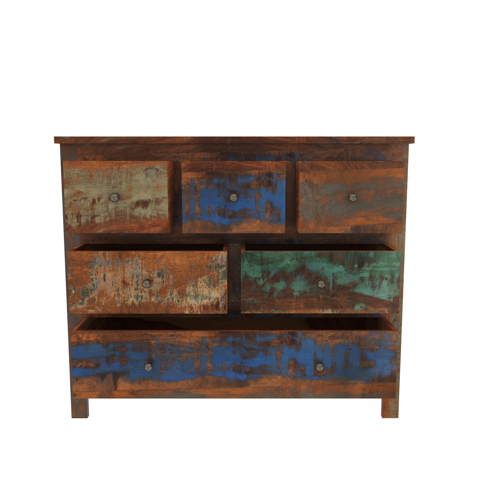 Colorful Reclaimed Wood Storage Chest - Rustic Drawer Cabinet Drawer's Chest