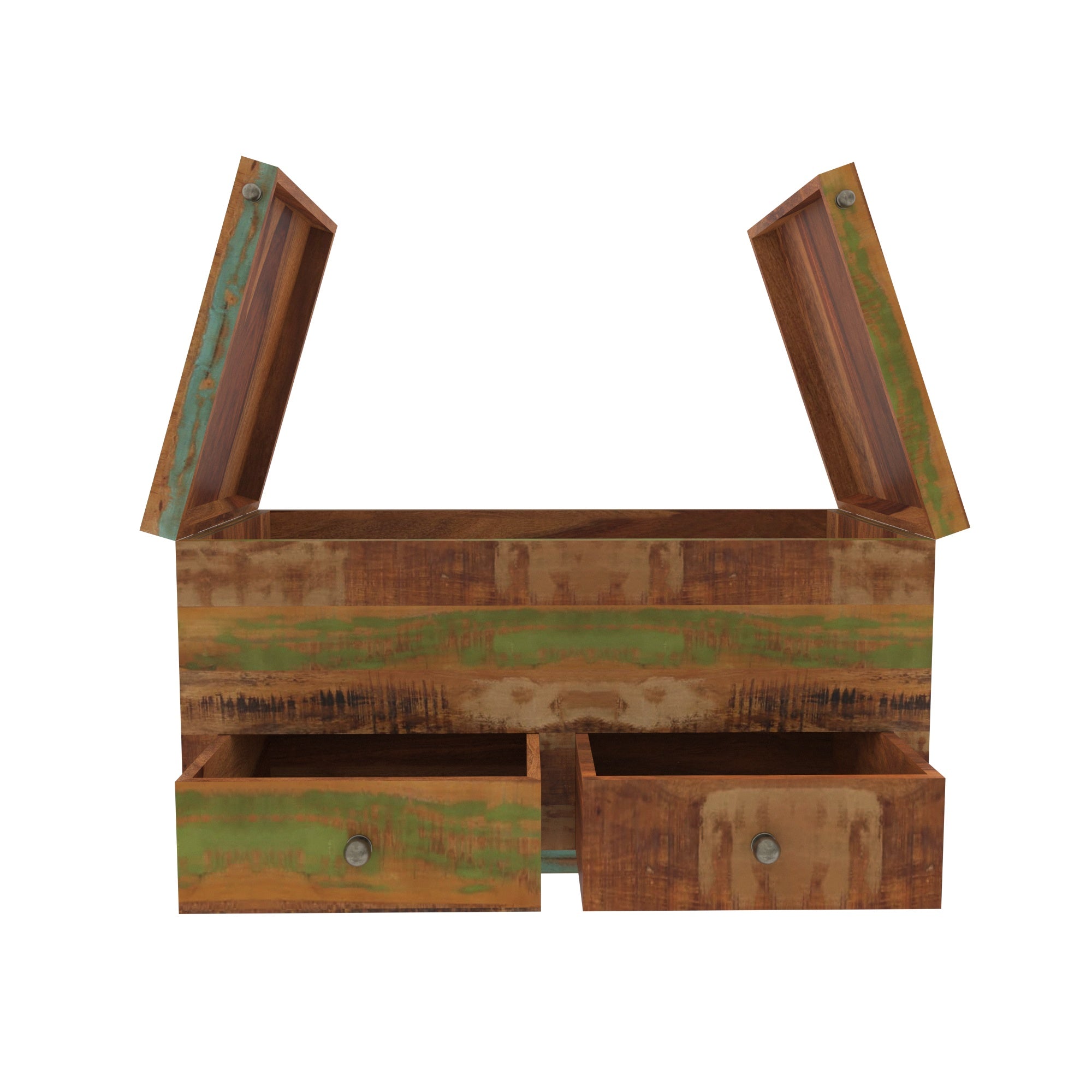 Colorful Reclaimed Wood Storage Chest - Multi-Drawer Cabinet Drawer's Chest