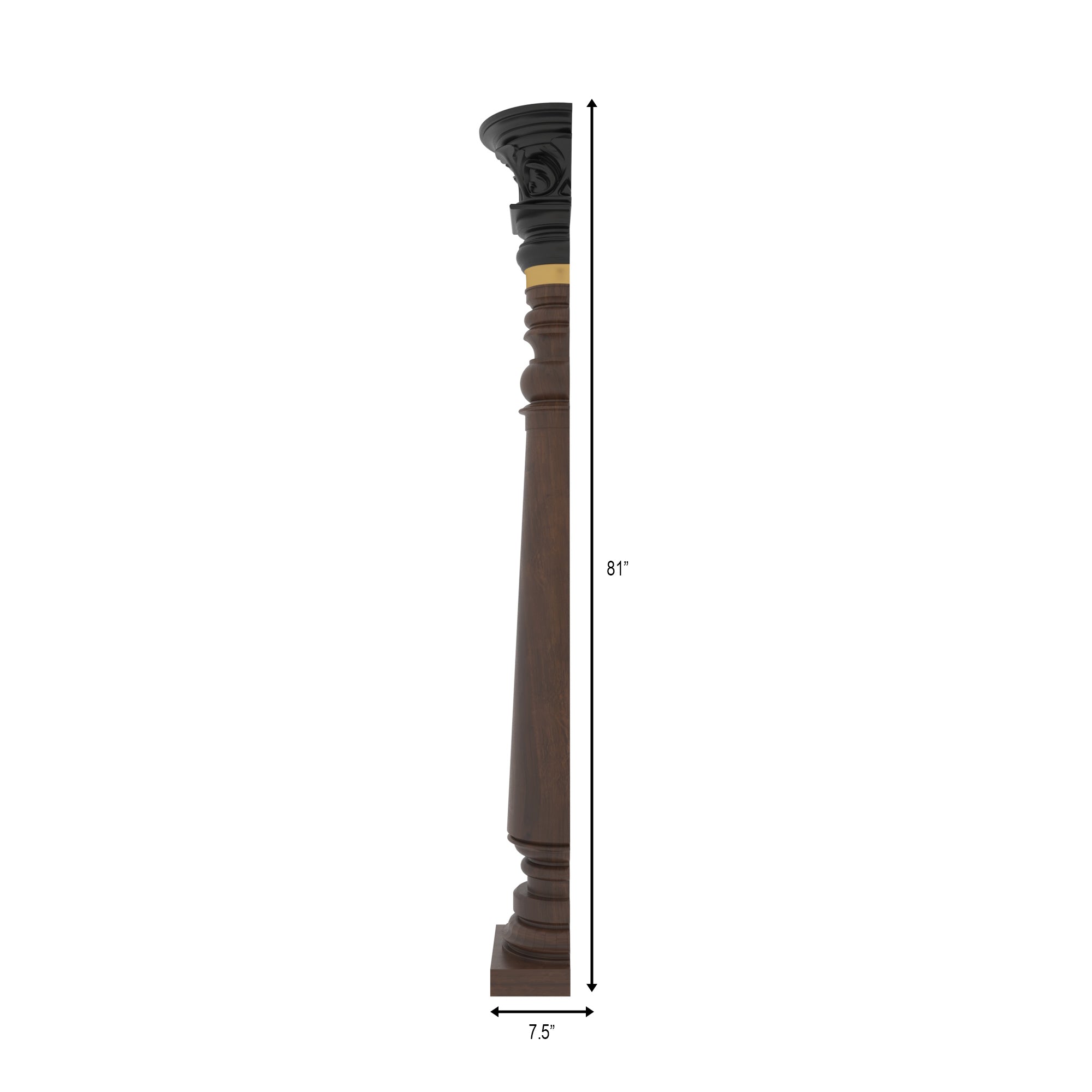 Handcrafted Decorative Wooden Pillar - Turned Column with Carved Capital Pillar
