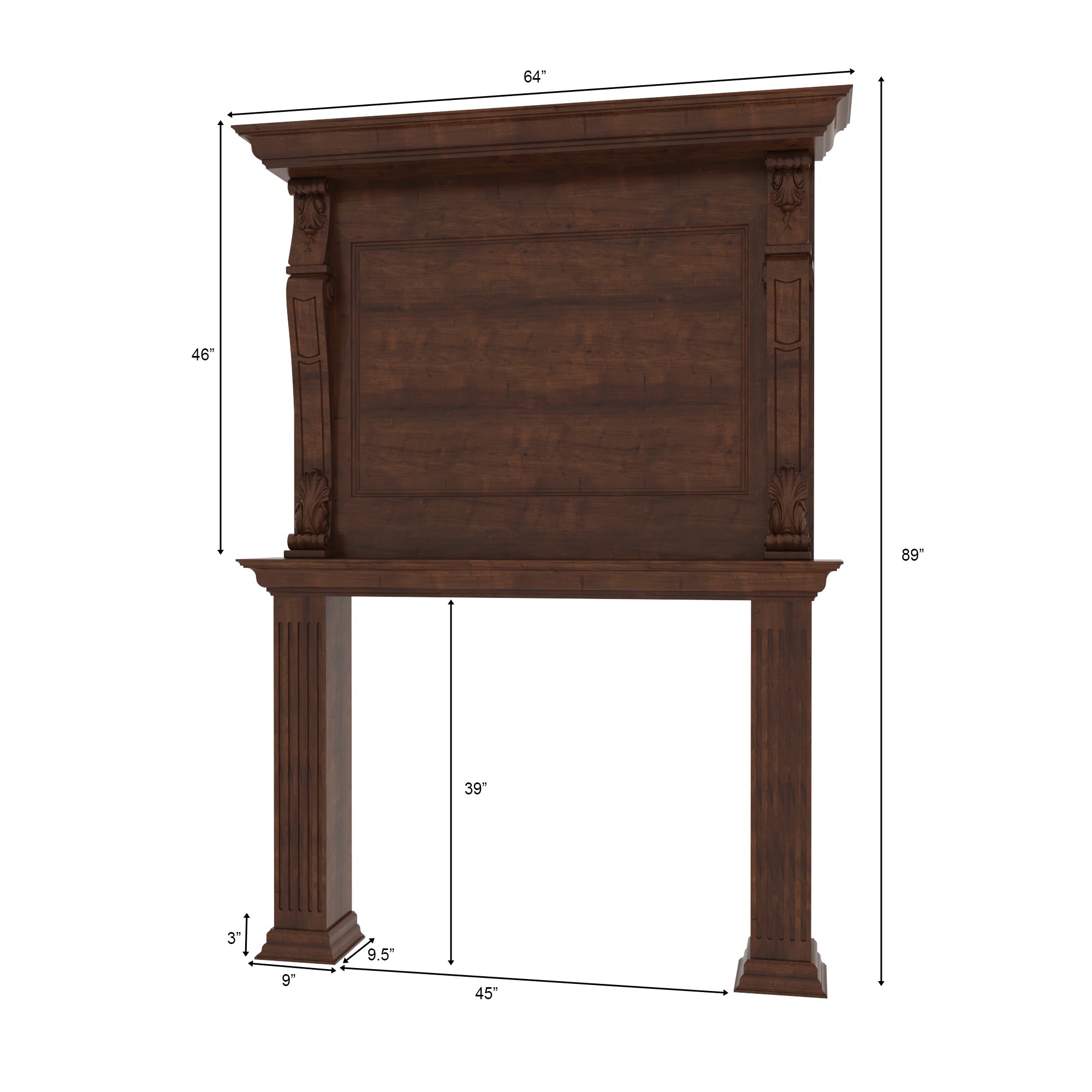 Regal Fireplace TV Wall Unit with Classic Crown Detailing Tv stand