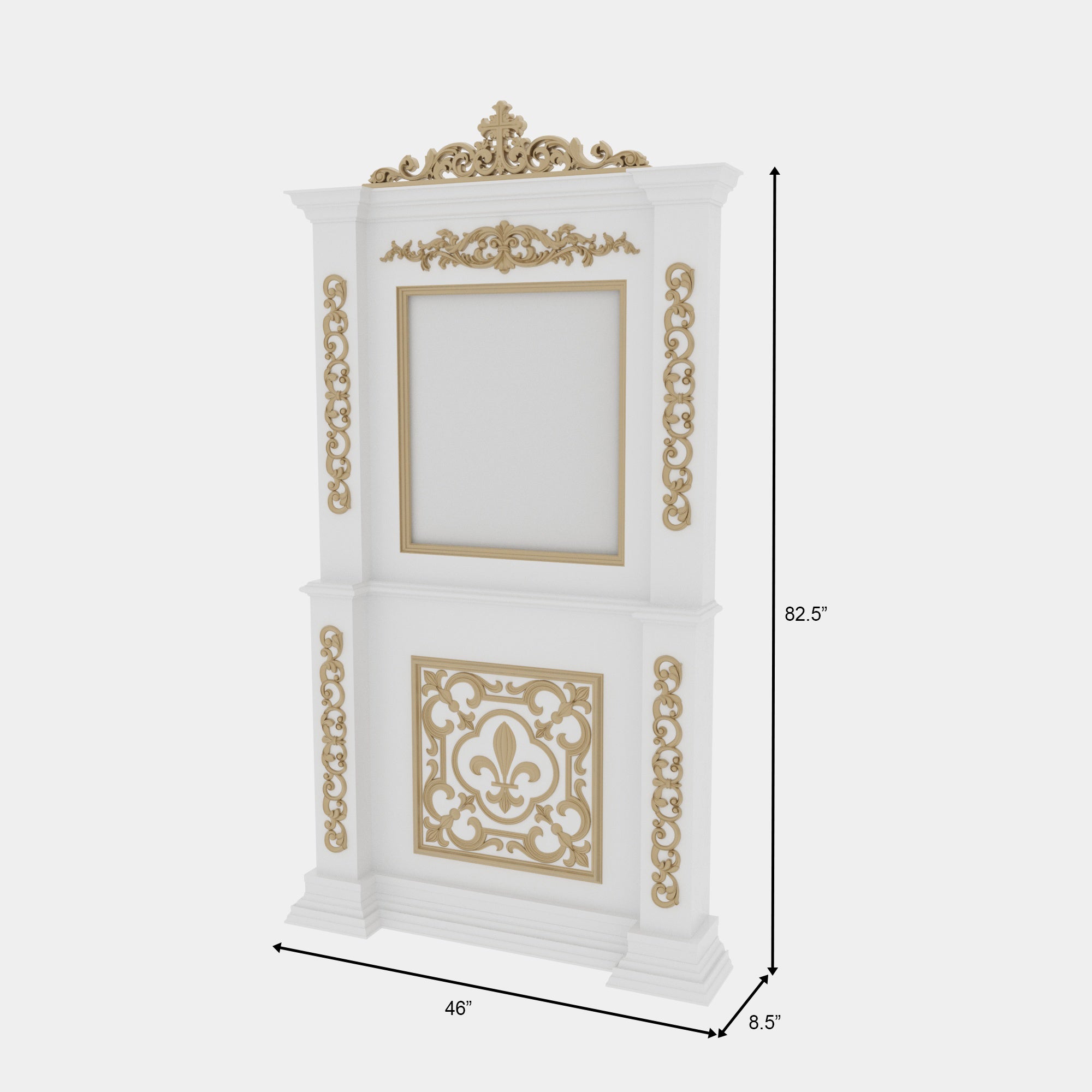 Grand White & Gold Wall Altar with Ornate Carvings Altar