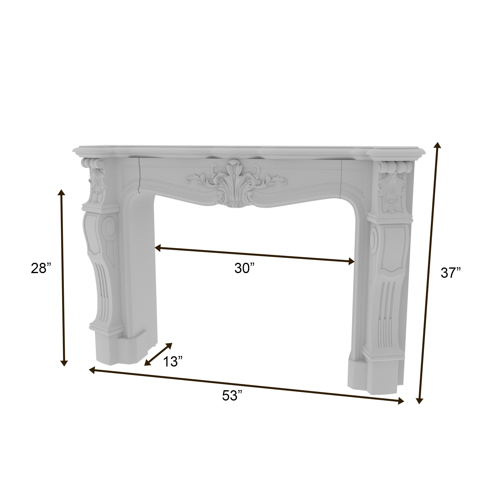 Elegant French Provincial Fireplace Mantel - White Ornate Design Fire Mantel