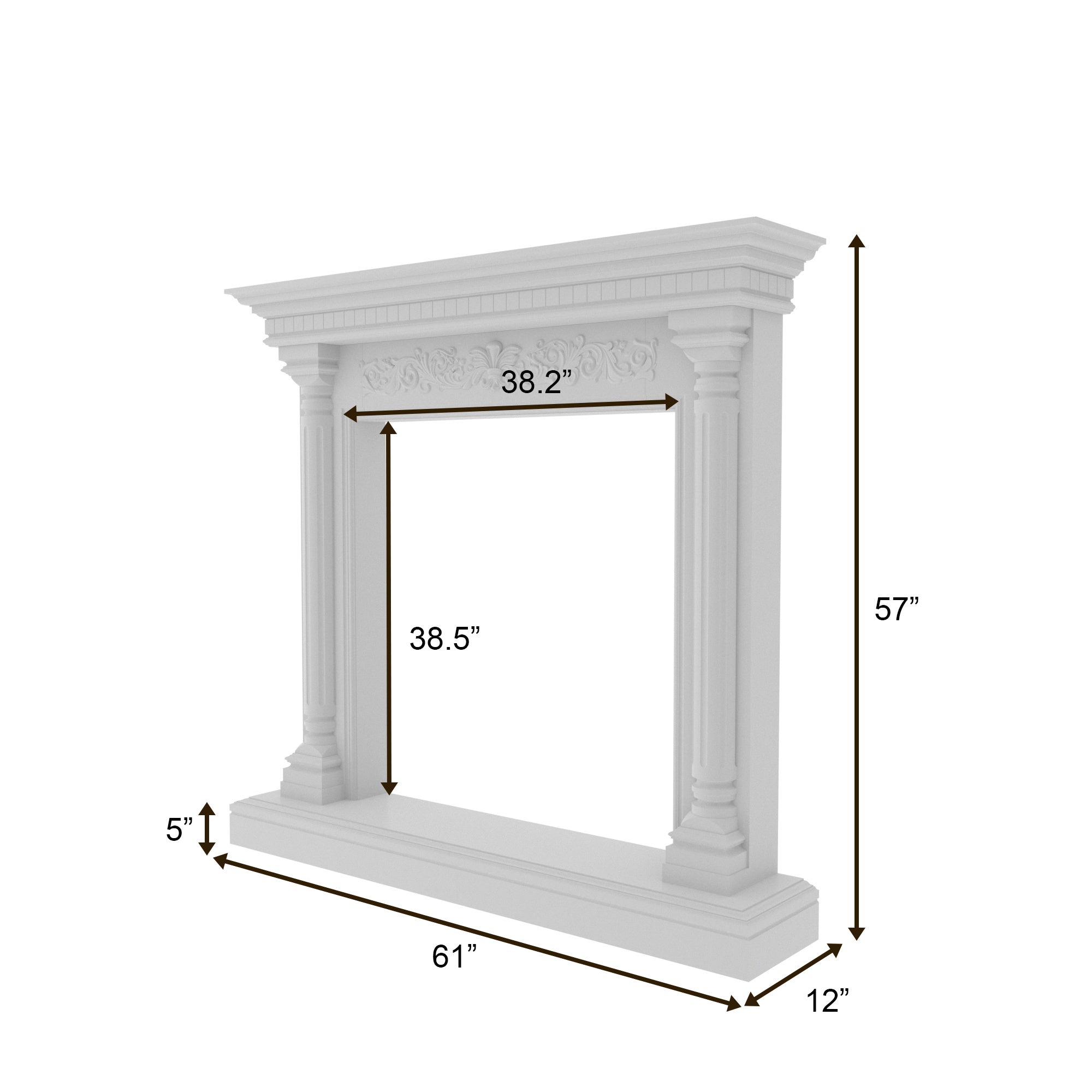 Classic Traditional Fireplace Mantel - White Fluted Column Design Fire Mantel