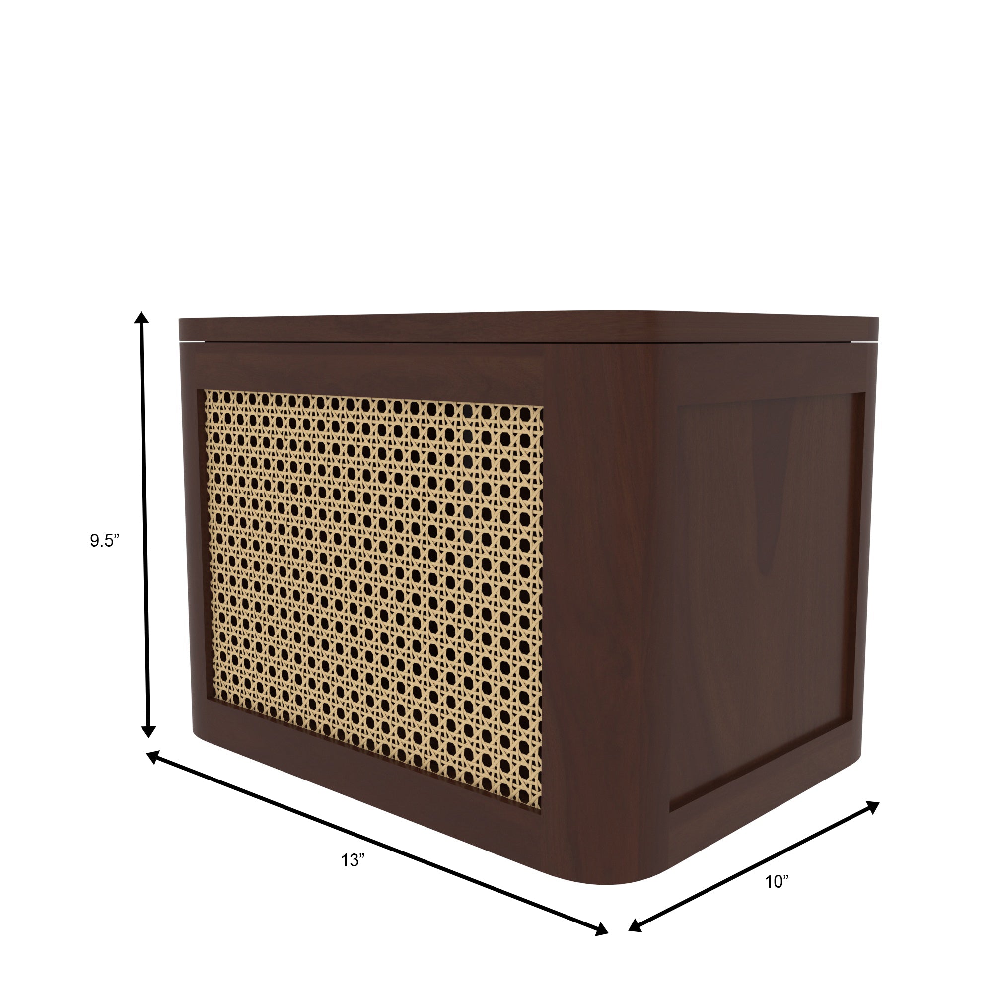 Brown Cane Storage Box - Wooden Storage Container with Natural Rattan Webbing Wooden Box
