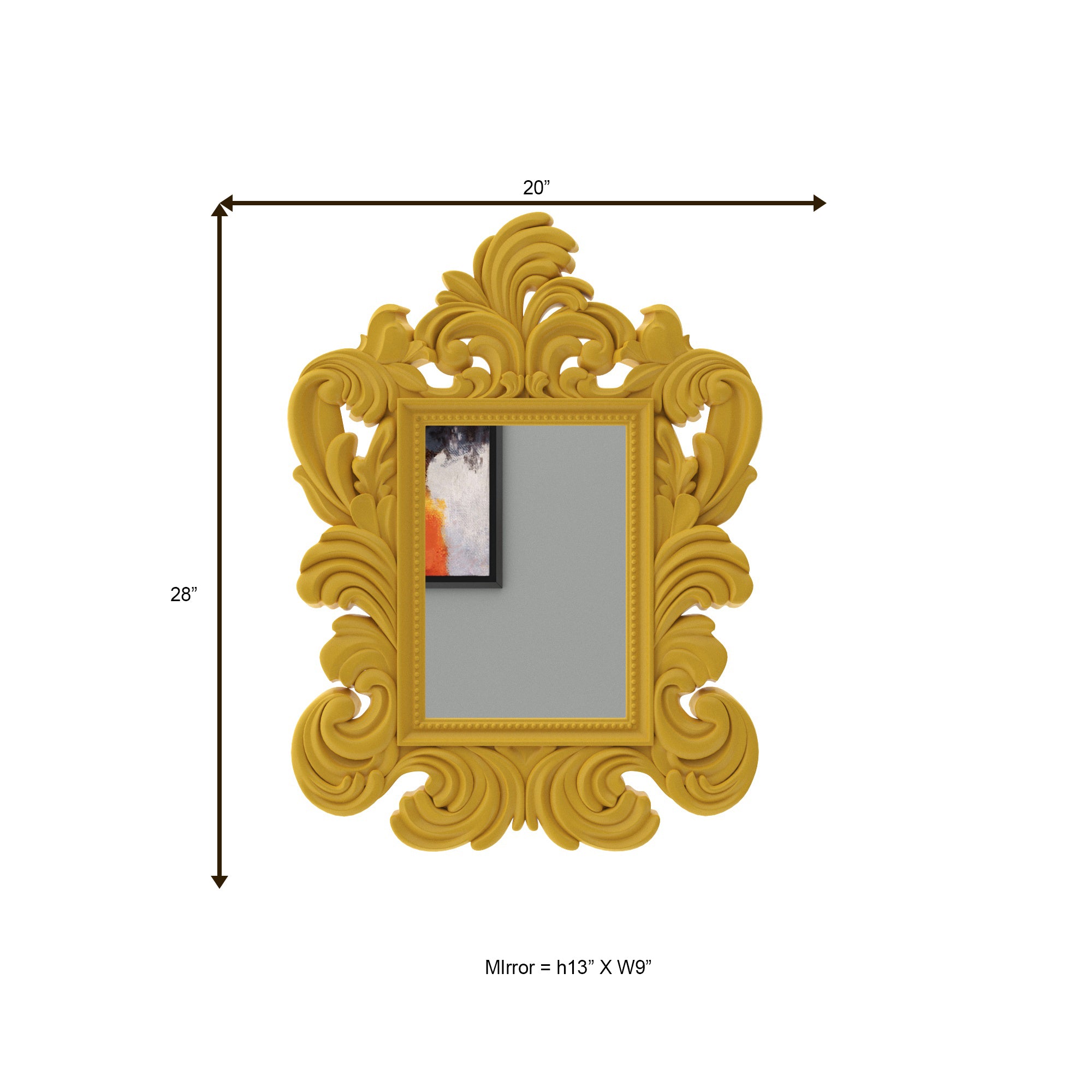 Baroque Style Decorative Wall Mirror with Ornate Scrollwork Frame Mirror