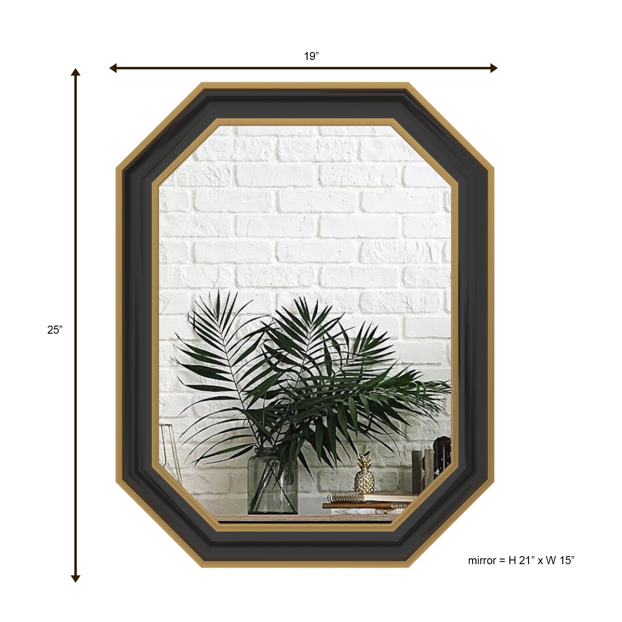 Modern Octagonal Wall Mirror with Dual-Tone Frame Mirror