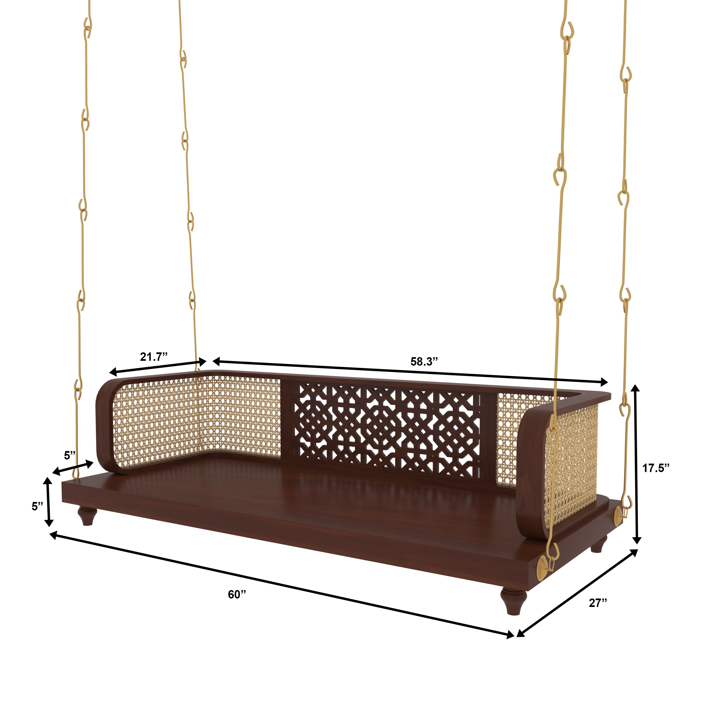 Handcrafted Wooden Swing with Traditional Carving – Perfect for Elegant Living Spaces Swing