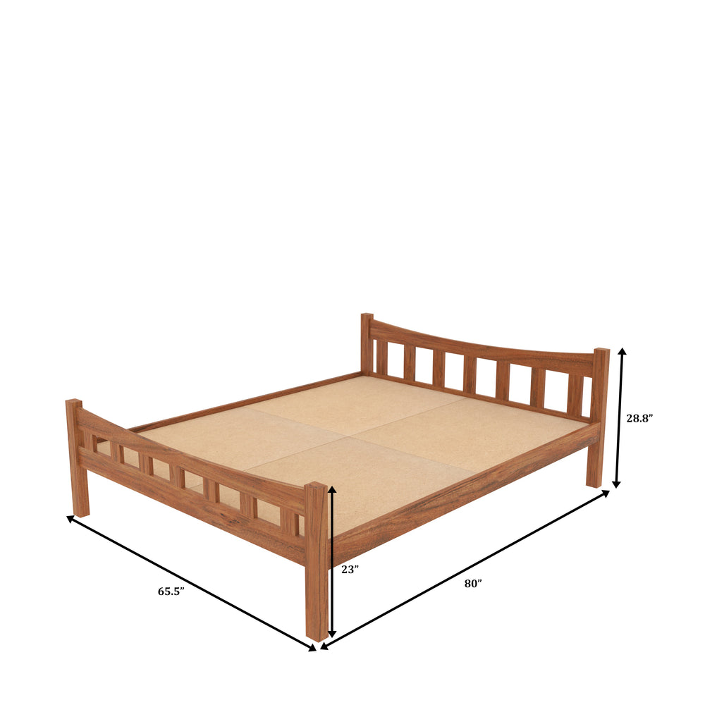 Contemporary Rustic Bedroom: Teal Accent Wall & Wooden Platform Bed