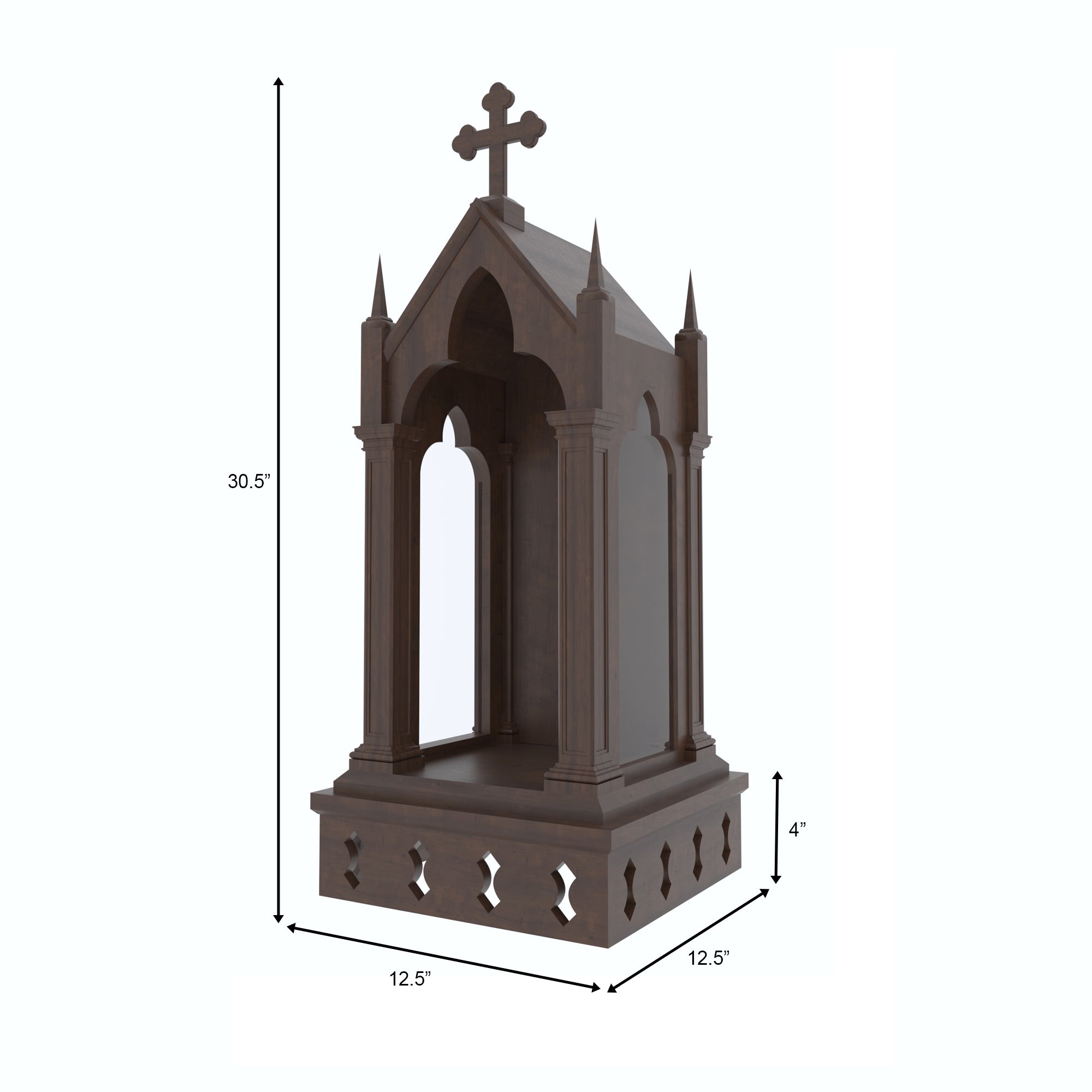 Handcrafted Gothic Cathedral Altar Tower with Cross & Spire Finials Altar