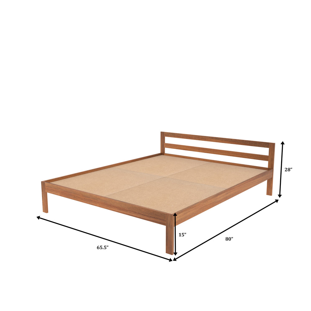 Minimalist Wooden Bed Frame with Open Headboard – Contemporary Design