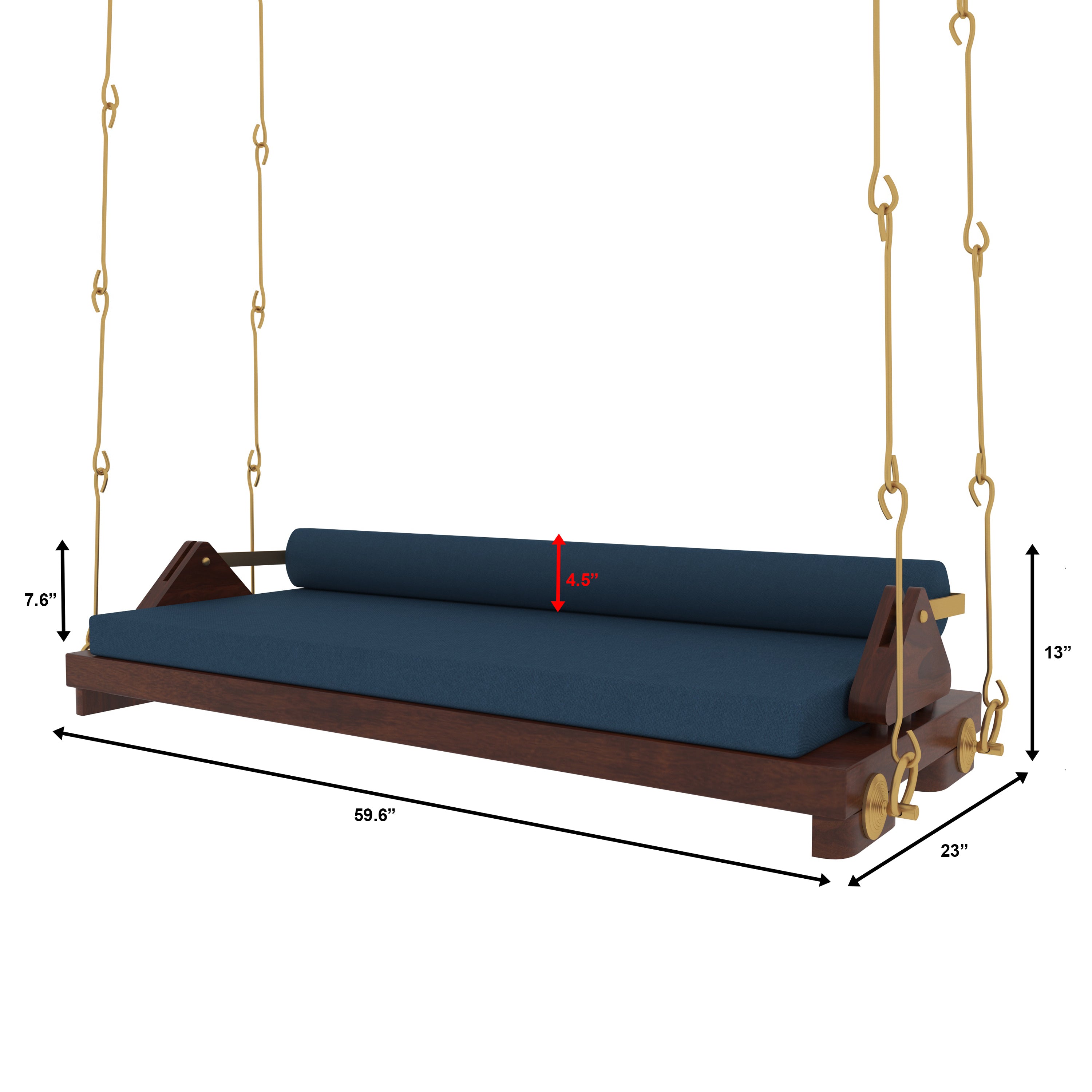 Minimalist Wooden Swing with Blue Cushions – Perfect Under Stair Jhula for Modern Interiors Swing