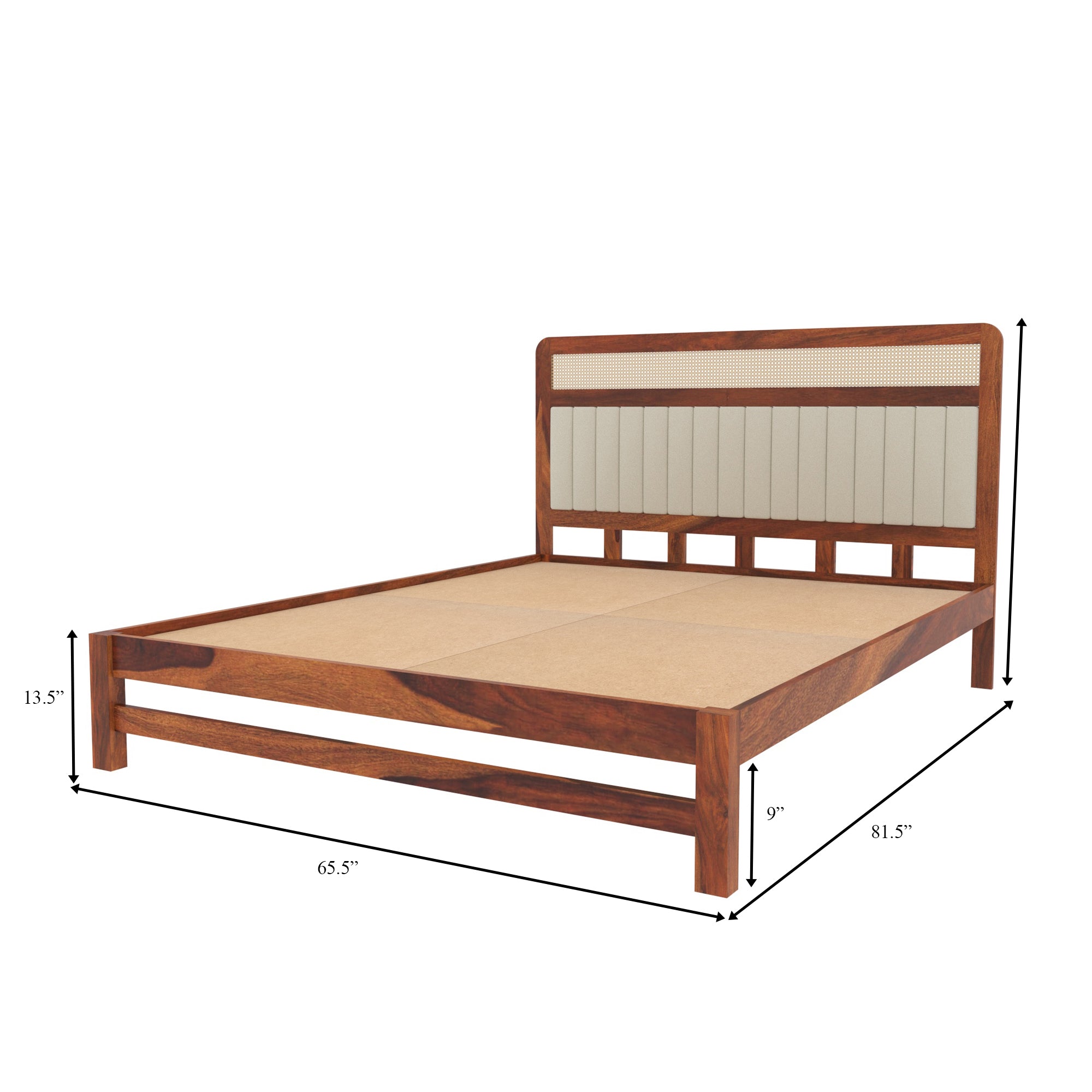 Upholstered & Cane Panel Bed with Modern Elegance Bed