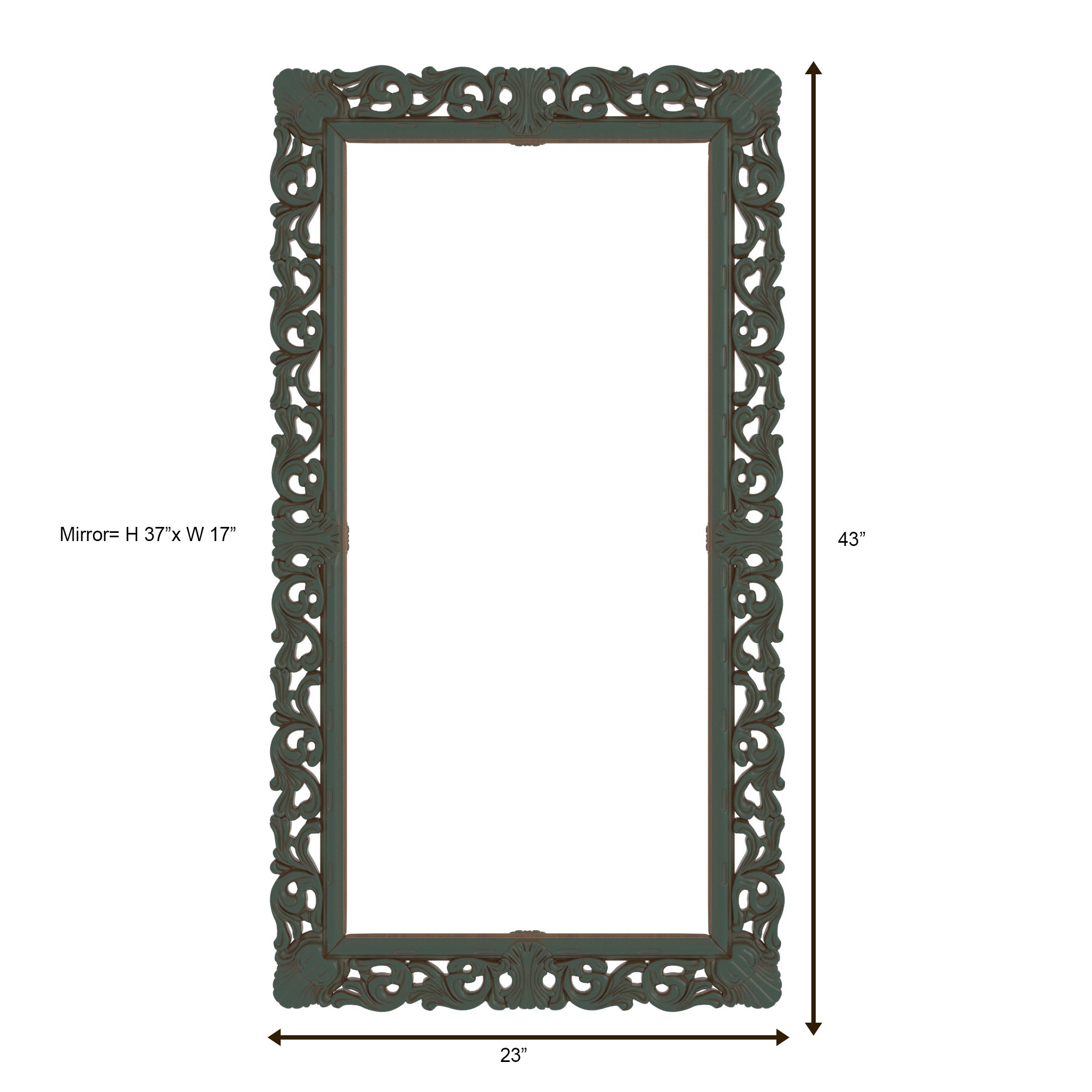 Ornate Full Length Floor Mirror with Hand-Carved Leaf Pattern Frame Mirror