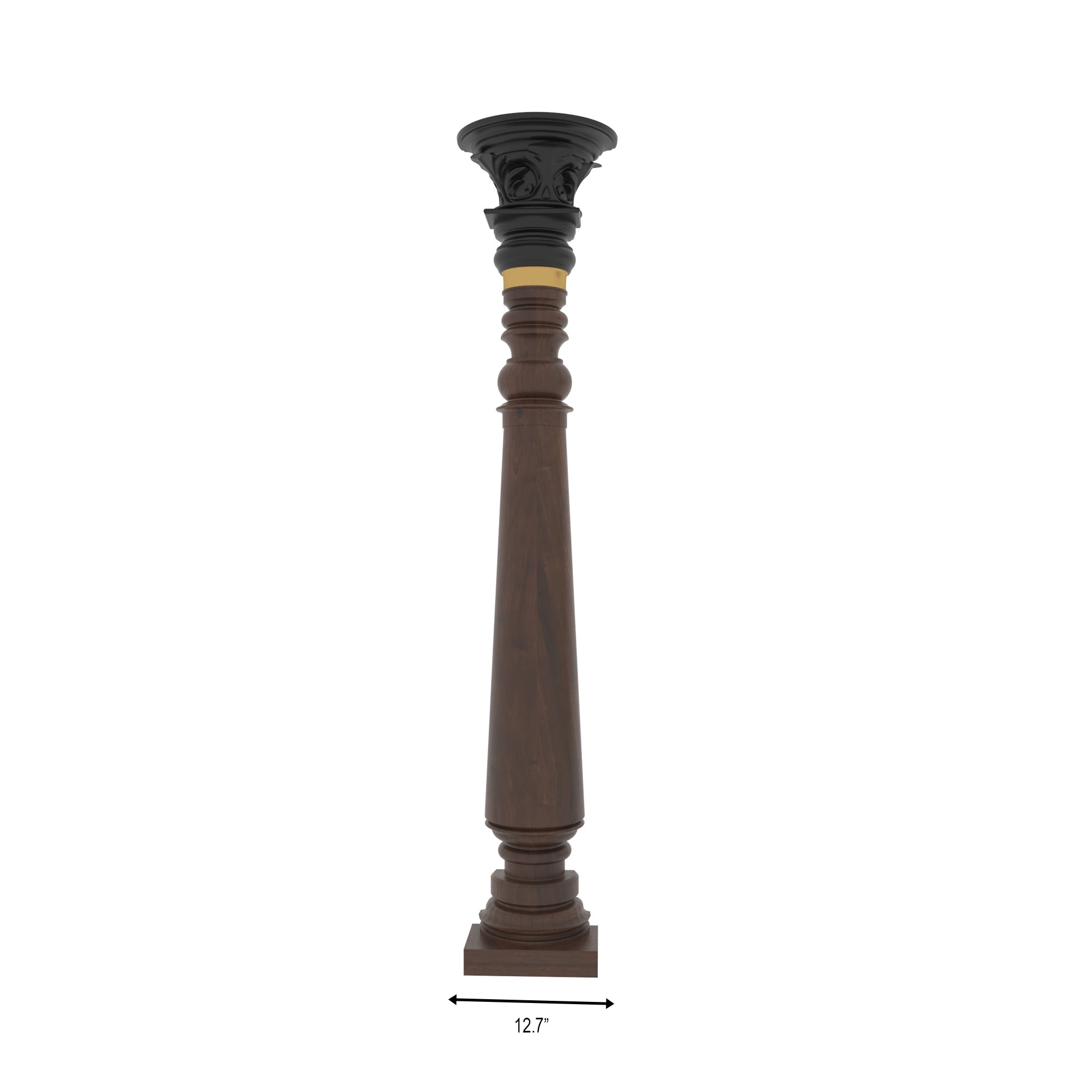 Handcrafted Decorative Wooden Pillar - Turned Column with Carved Capital Pillar