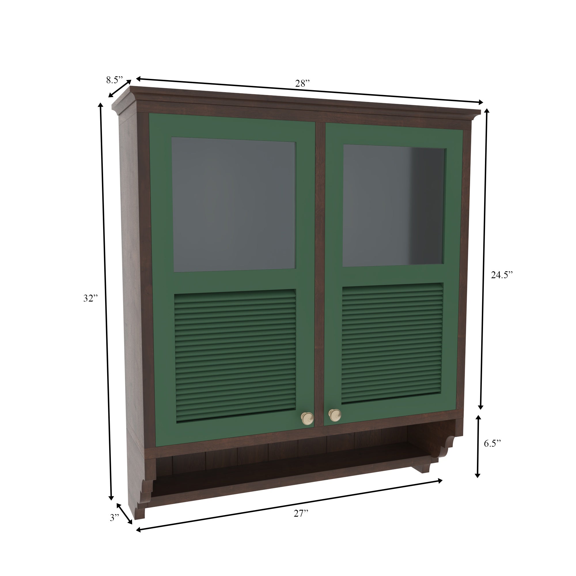 VerdeLuxe Étoile European Heritage Wardrobe Cabinet with Glass Display Panels and Artisan Storage Shelf Wall Cabinet