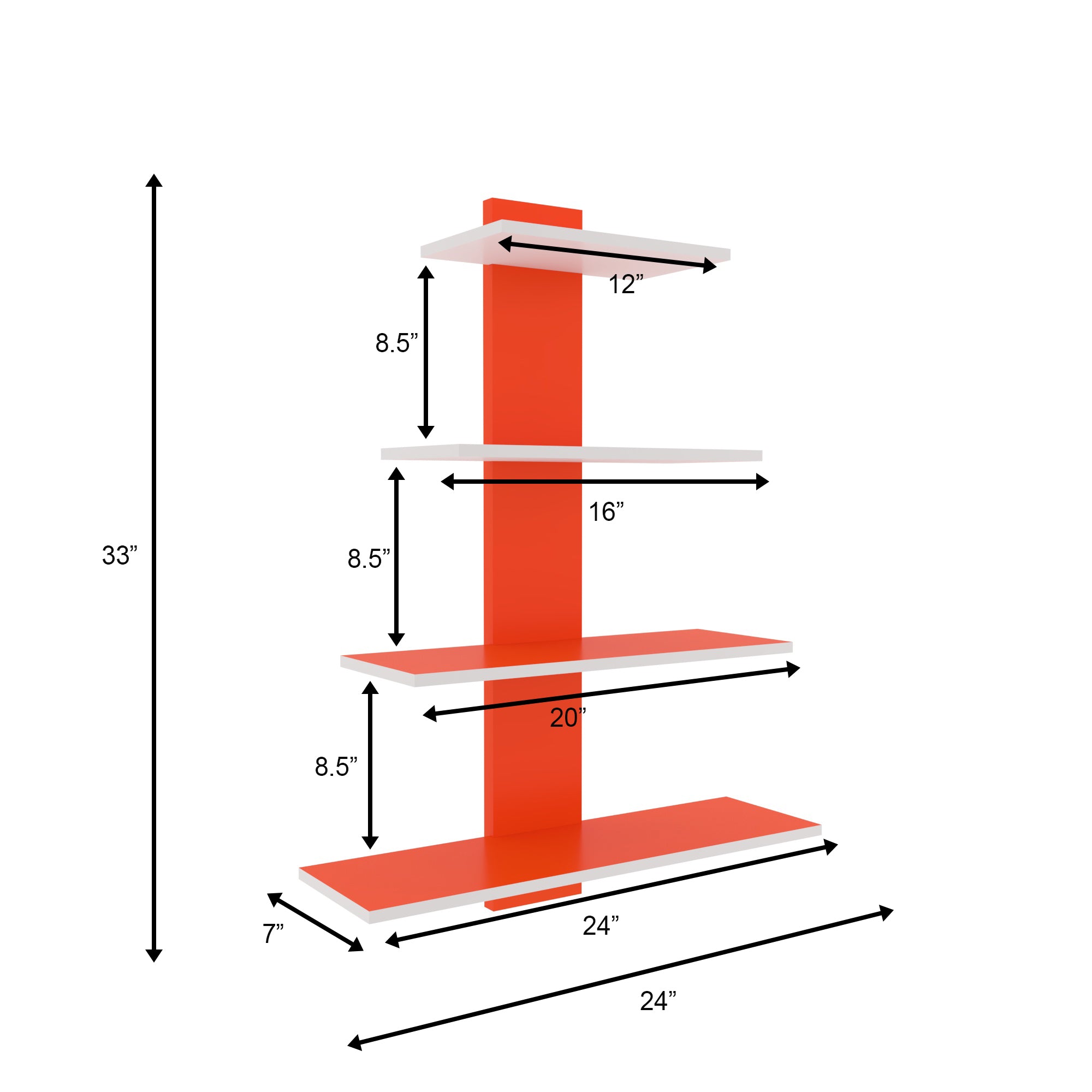 Vertical Tower Wall Shelf - Two-Tone Floating Display Rack Wall Rack
