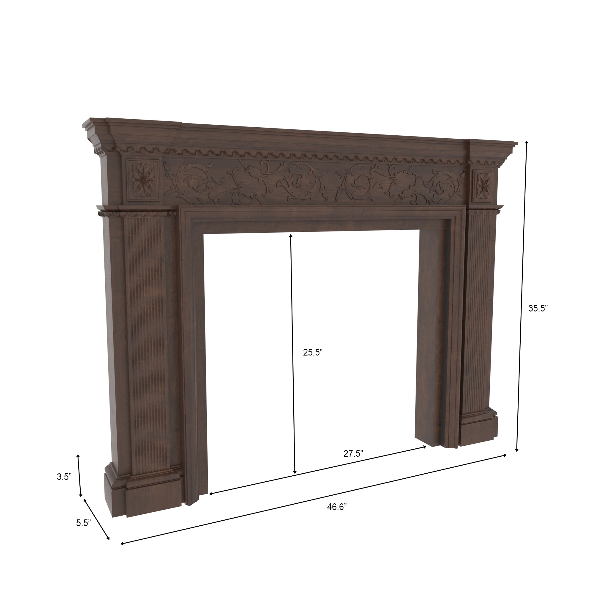 Hand-Carved Solid Wood Fireplace Mantel Unit Fire Mantel